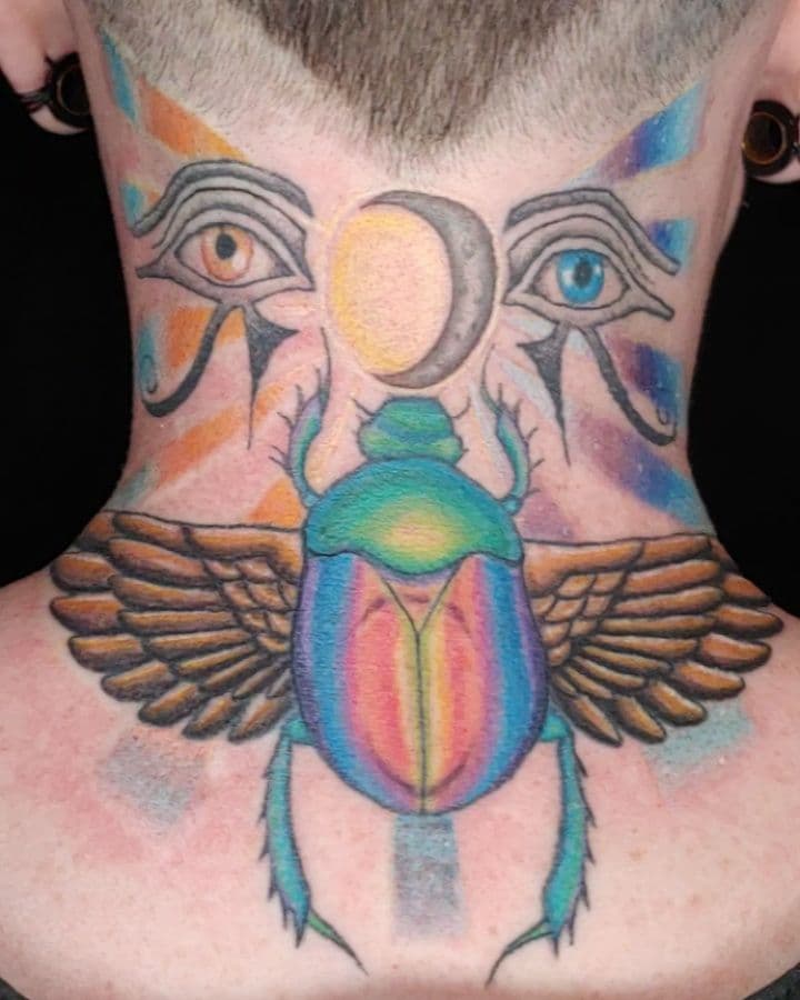 Sweet Egyptian inspired piece for fellow western New Yorker Patrick! Thanks so much for the trust and letting me go ham on the scarab color! 

@deadgodstattoo