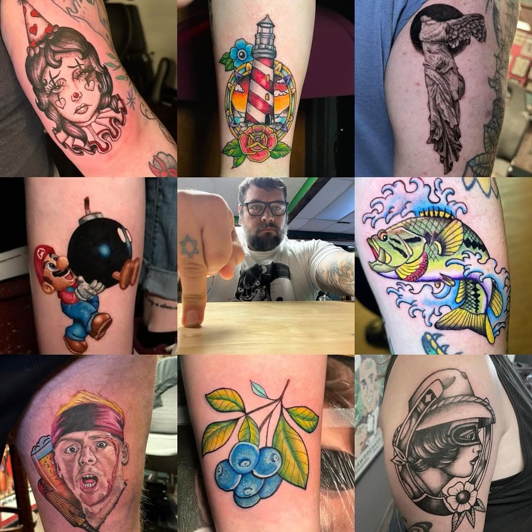 🚨🚨 ATTN upstate New York 🚨🚨

I will be tattooing at @resurrected_tattoo in Syracuse from Monday the 24—-Friday 28th. 
Would love to some stuff like in this post. 
Traditional and neo traditional 
Black and grey stipple work. 
100 an hour or flat rates on smaller pieces HMU with your ideas and budget and let’s do something cool. 😎 

918-507-1001 for tattoo inquiries or DM is also fine. 
.
.
.
.
.
.
.
.
.
.
#syracuse #newyork #upstate #traditional #traditionaltattoo #okc #atx #brightandbold #art #tattooart #upststenewyork #artofvisuals #nintendo #mariobros #mariotattoo #clowntattoo #nike #flowertattoo #shaunofthedead #zombie #cowgirl #blackandgreytattoo #stipple #stippletattoo #artoftheday #tattoooftheday #artofvisuals #tattooshop #tattooartist #syracuseny