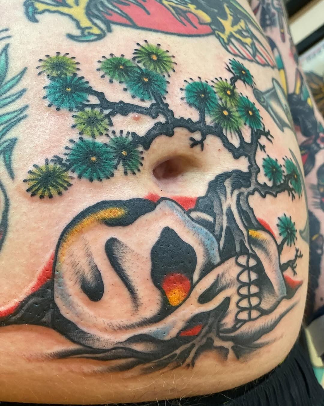 🌳💀🌳Very happy I finally got to make the trip up to Ann Arbor to visit @namebrandtattoo. Got this sweet bonsai skull tree from @jeffzuck