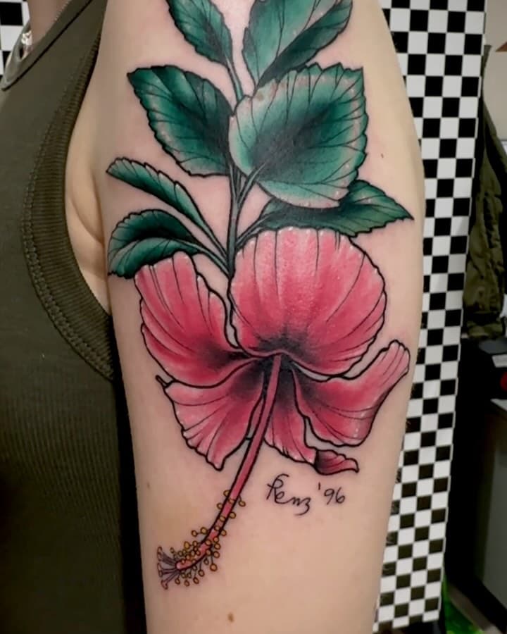 🌺 Hibiscus 🌺 
▪️▪️▪️▪️▪️▪️
So excited to share this with you all. Caylee wanted to do this tattoo to match a painting her great-grandmother painted. 

🤍Scroll through to see a snapshot of the original painting. 🤍

It’s such an honor to be able to do tattoos like these. To represent something so special and to be a part of that journey is so special.

Especially since my own great-grandmother was such an artistic inspiration and influence in my own life.

▪️thank you so much▪️
.
.
.

#tattoo #tattoos #tattooart#colortattoo #ashevilletattoo #colortattoos #512 #828 #706#traditionaltattoo #traditional #traditionaltattoos #neotrad #neotraditional #neotraditionaltattoo #neotraditionaltattoos #femaletattooer #femaletattooartist #artist #georgia #georgiaartist #flowertattoo #hibiscustattoo #dawsonvillega #dawsonvilletattoo #dahlonega #dahlonegatattooartist #floraltattoo #colorful 
#georgiatattoo