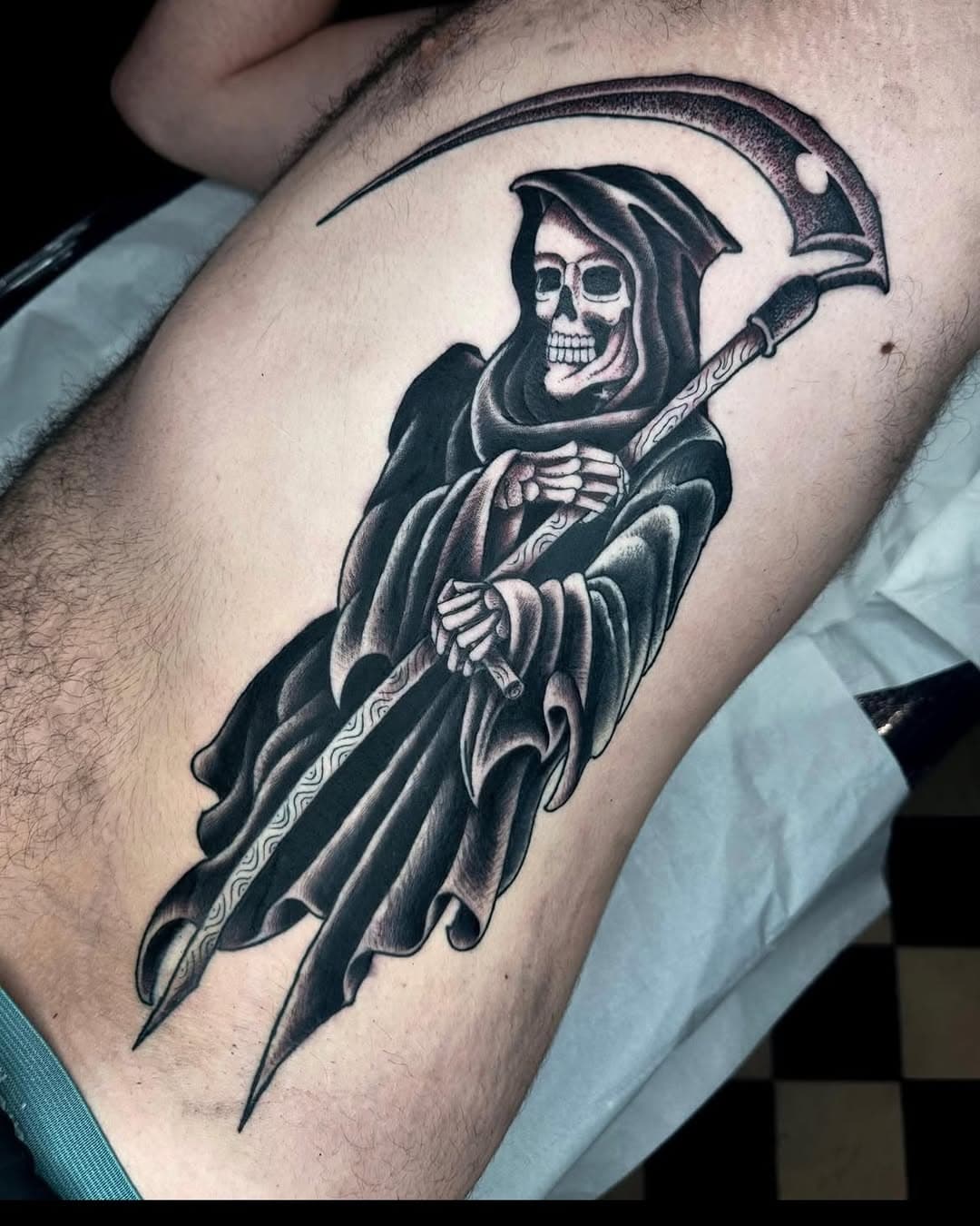 Grim Reaper by @michelich 
—————————————————————
Walk-ins welcome or DM/contact the shop to book in.

Call us on: 020 7175 0133

We are open:
11-7 Mon - Sat 
11-5 Sun 

You can find us on Cheshire St, 10 mins away from Shoreditch High Street or just off Brick Lane. 
——————————————————————
#tattoo #tattoostudio #tattooshop #tattooparlour #tattoolondon #bricklane #bricklanetattoo  #ttt #inkedmag