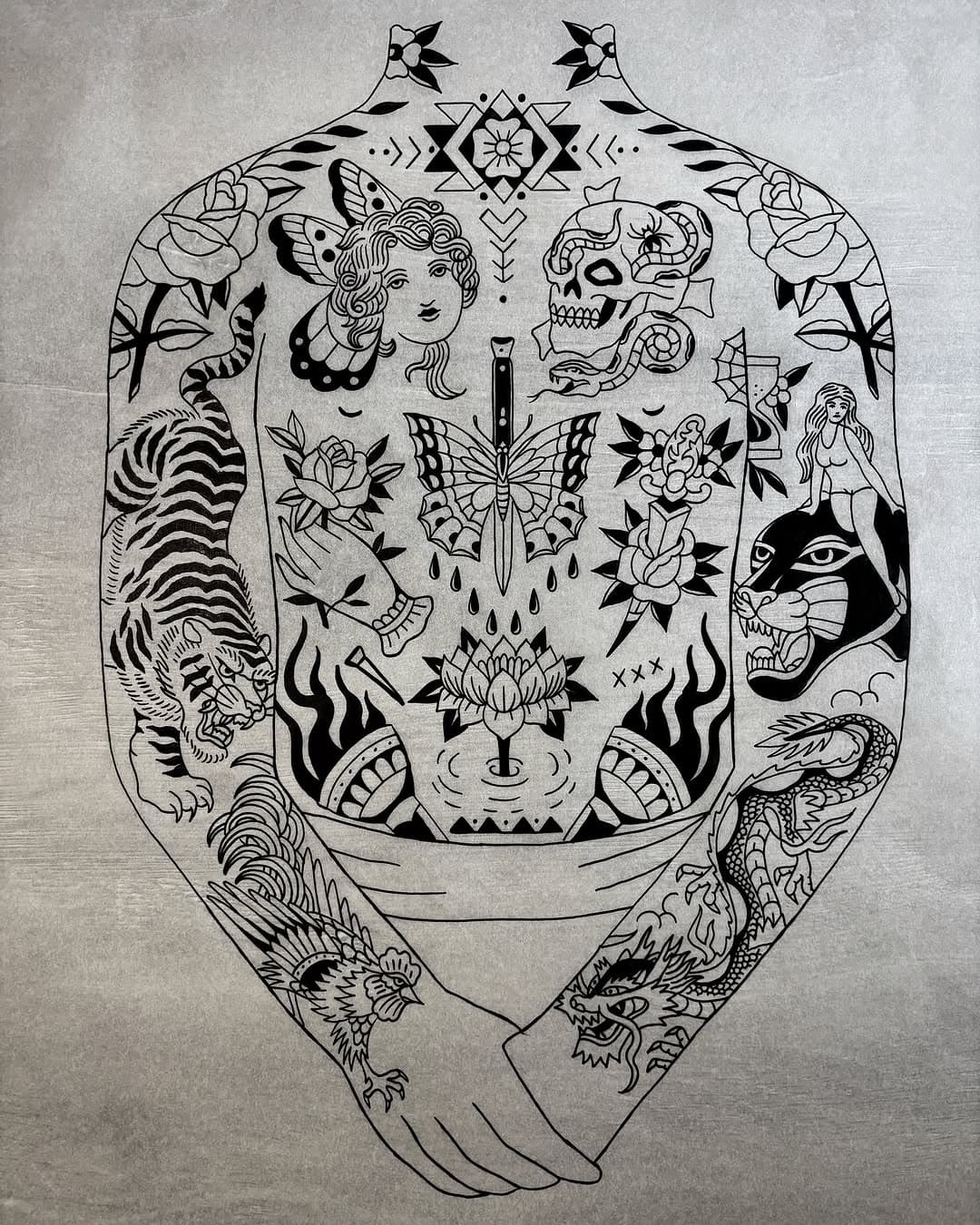 A big mix of things, ready for painting/tattooing. Email me to book in!