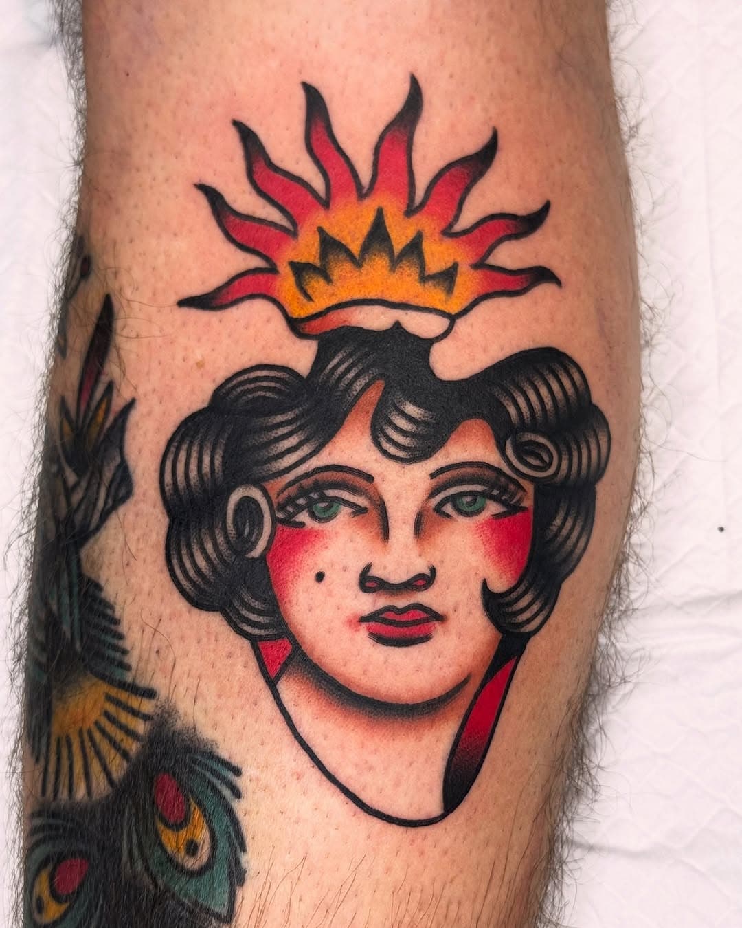 Lady sacred heart from the flash.
Love doing classic lady heads
Made at @freestyletattoostudio 
＊
＊
＊
#ladyheadtattoo #sacredhearttattoo 
#canberratattoo #bright_and_bold #traditionaltattoo #besttrad #tradworkers #canberratattooartist #australiantraditionaltattoo