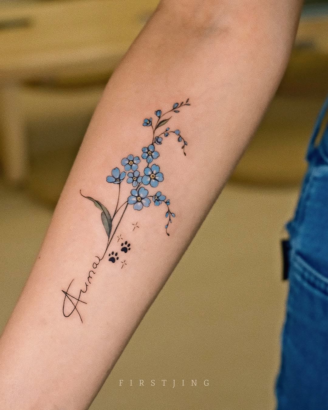 Manya’s first tattoo: a Forget-Me-Not flower for true love, her dad’s signature, and her dog’s paw print. Three symbols she’ll carry with her forever.

I know I haven’t posted in a while, but there are so many tattoos I love and I’ll try again to post more consistently 🙏💛

Los Angeles book is opening for March.