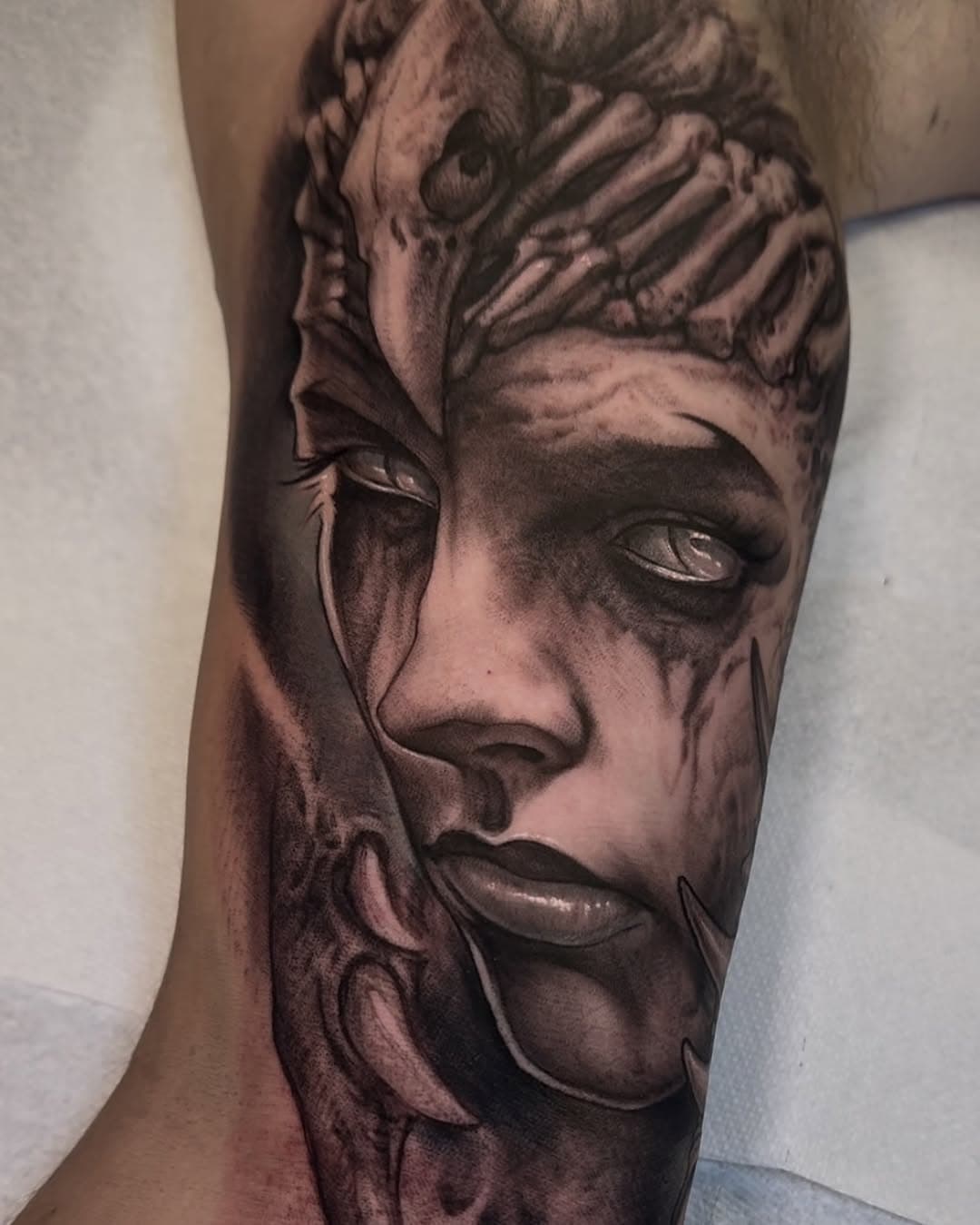 #morbid #art #lasvegastattoo #bngtattoo #blackandgreytattoo #dark #bones #skulls #demon #warrior #viking