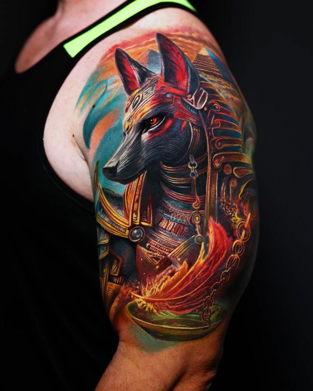 Anubis Color Tattoo, a memorial piece about my client's uncle, who introduced him to Egyptian culture and mythology🪶👁️‍🗨️

@eternalink @h2ocean @fkirons @darkagetattoostudioftw @darkagetattoostudio

#EternalInk #H2Ocean #TattooArt #SurrealismTattoos #SleeveTattoos #anubistattoo #dallastattooartist
#fortworthtattoos