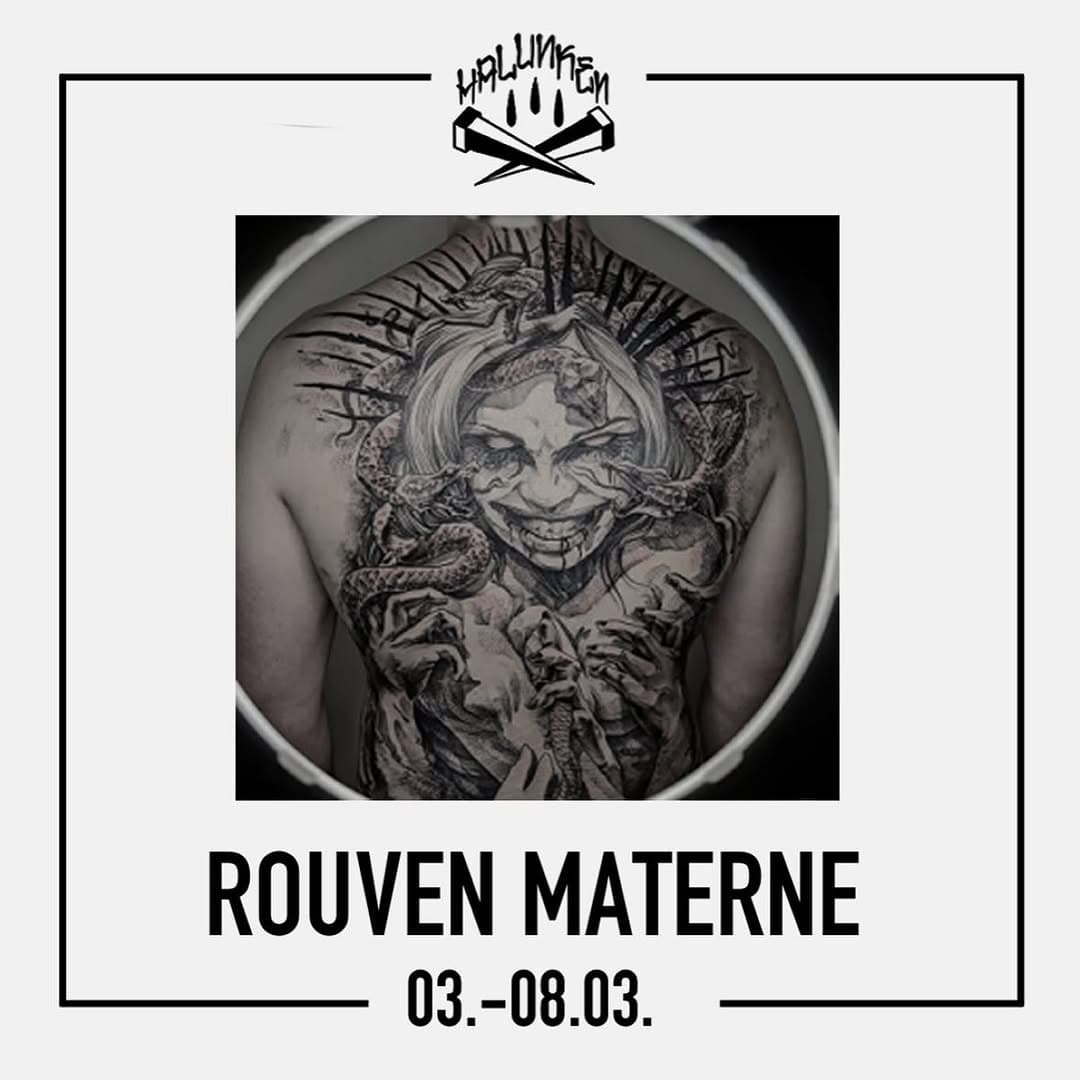 Our friend @rouven_materne_tattoo will be back in March. Make sure you check out his dark and surreal art and feel free to contact him for an appointment. 

Dates: 03.-08.03. 

#halunken #hlnkn #bielefeld #berlin