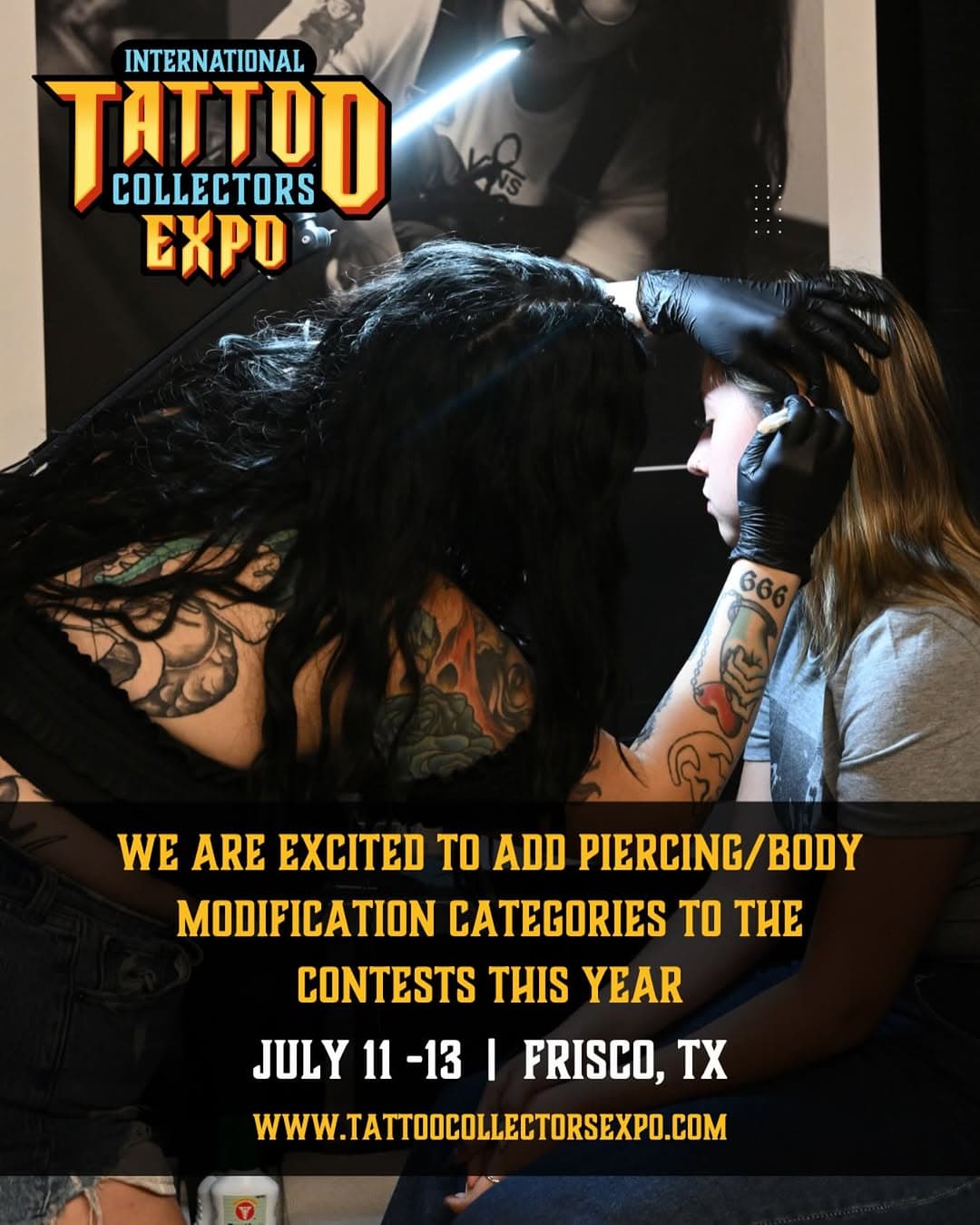 🆕 THIS YEAR!!
We are excited to add piercing/body modification categories to the contests for the 2025 expo. This will be a great addition and an opportunity for piercers to showcase their skills.

Click on the link in our bio for more information, or send us a message anytime. To fill out an application, visit the artist booth page and follow the directions there. 

July 11th - 13th
Embassy Suites Frisco Hotel
& Convention Center
7600 John Q Hammons Dr
Frisco, TX  75034

#tattooexpo #tattoocollectorsexpo #tattoocollectorsexpo2025 #tattoo #tattoolife #tattooartists #tattooartist #tattoostudio #inklife #tattooedpeople #tattoodedmom #tattooedmen #tattooedwomen #tattooconvention #texastattoos #texas #dfwtattoos #friscotx #embassysuites #tattoomarketing #tattoomarketers #piercer #bodypiercing