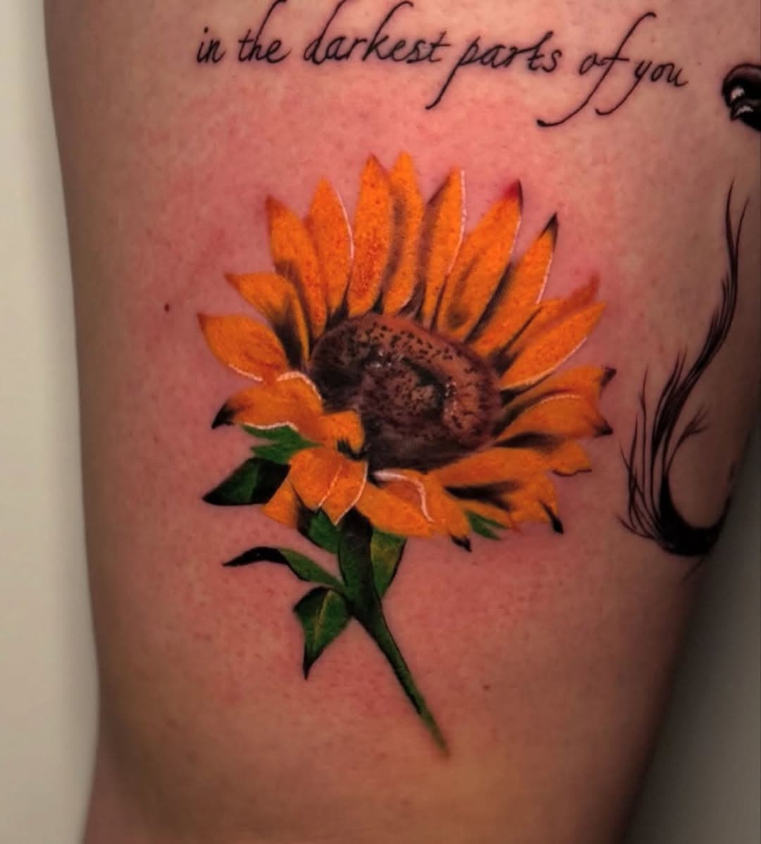 Colour sunflower 🌻 by @camerondunntattoo 

Message us for booking info 🤍

#tattoo #colourtattoo #colourrealism #flowertattoo #tattoos #tattooartist #tattooing #uktattoo