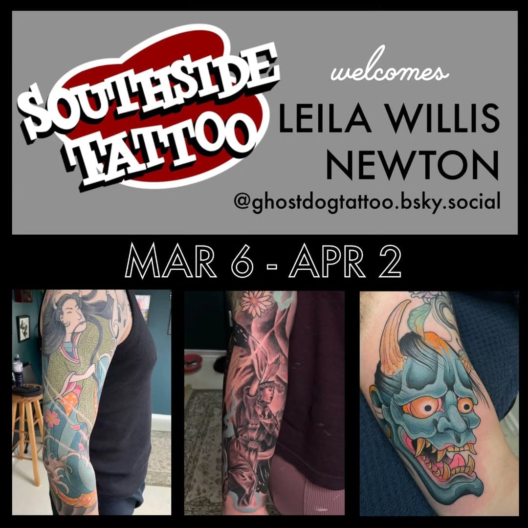 Ghost dog is back! Come see her! #bartwillistattoo #austintattooshop #austintexasguestartist  #austintattoo #austinwomantattoo #