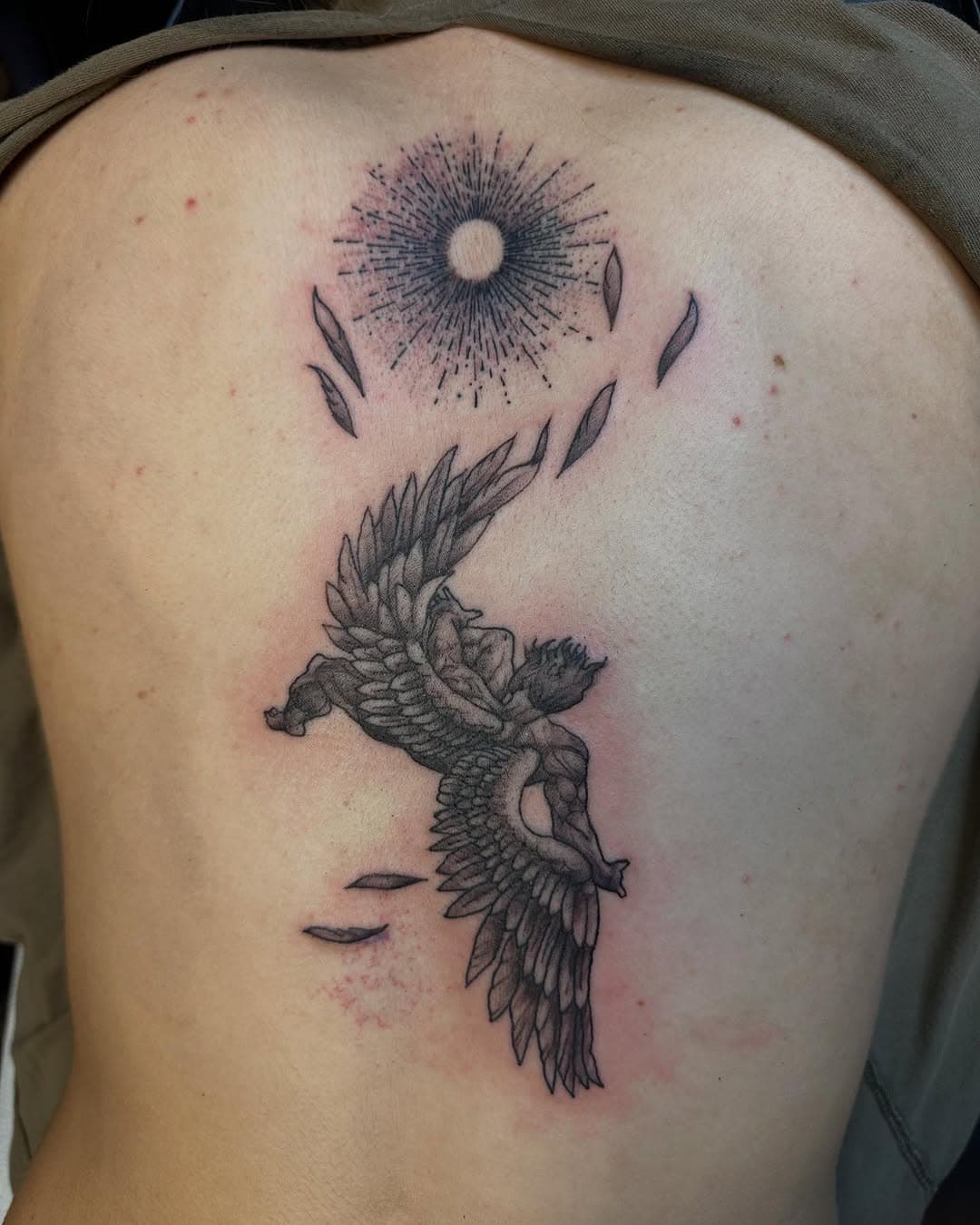 Icarus and the Sun. The metaphor of over ambitious, recklessness, & self sabotage
