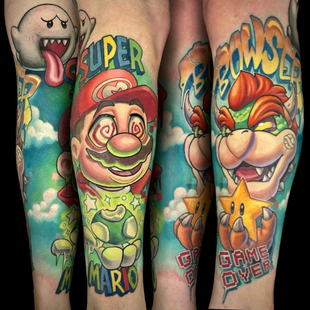 BOOKING MARCH AND APRIL (check bio)
.
I added some background to this #supermario #legsleeve thanks so much Nick!! #legsleevetattoo #videogametattoo #videogametatts #gamertattoo @videogametatts @gamer.ink @saniderm @xtremetattooink @misspillsburystattoocare @neumatattoomachines @cardinaltattooct @emalla.official