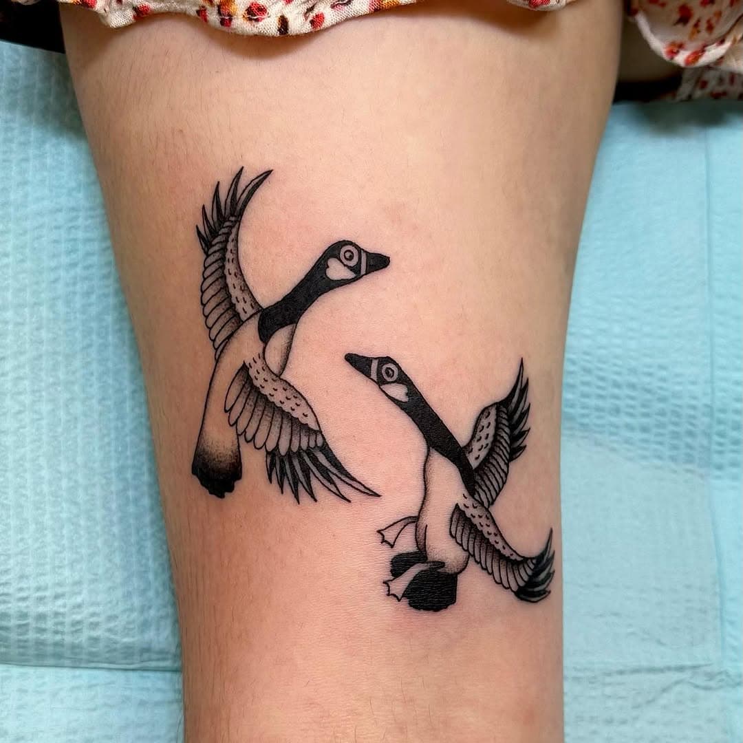 Here’s a pair of geese drawn for a memorial tattoo. Thank you for the trust! 

#victorytattoo 
#victorynashville
#tattoonashville
#nashvilletattooartist 
#nashville
#nashvilleartist 
#nashvilleexplorersclub
#instagramtennessee
#nashvilletattooshop
#tattooshopnashville
#topclasstattooing #nashvilletn #besttradtatts #besttattoos #real_tattoos #oldlines #americanatattoos #tattoodo #traditionaltattoo #goodtattoos #besttattoos #realtattoos #tattoo #tattooidea  #experiencenash #traditionaltattoos #tattoo #bright_and_bold #finelinetattoo #nashvillefineline