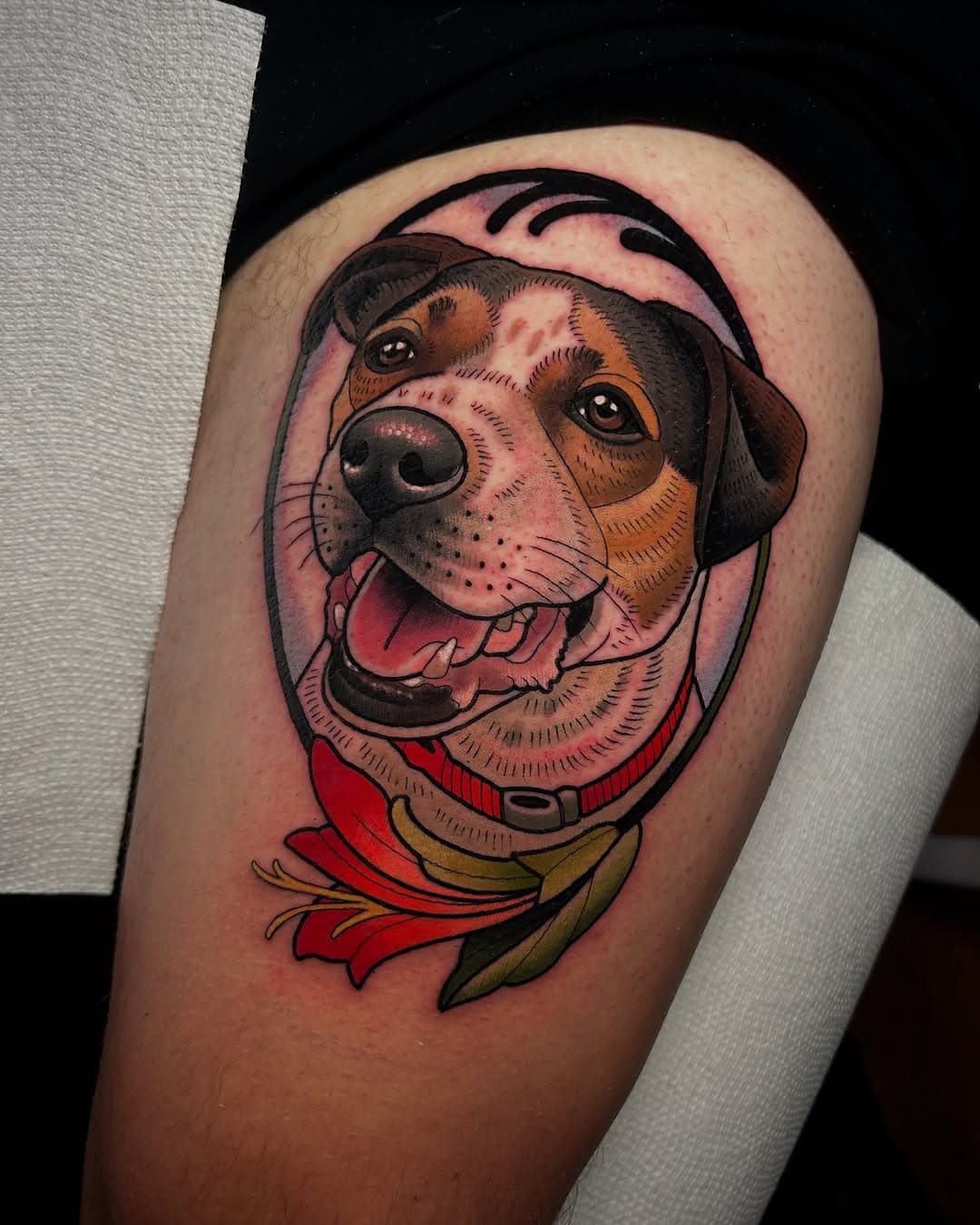 Dogs make life better. Super non-controversial take, I know. Just felt like reiterating. Huge thanks to James for choosing me to pay tribute to his boy. 

Done at the almighty @stayhumbletattooco 

#tattoo #tattoos