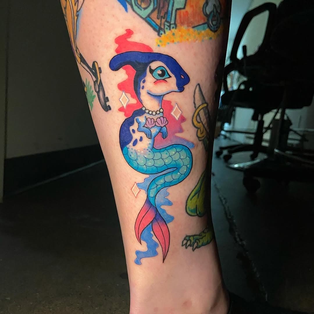 Mermaidsaurus tattoo by Terra DeHart @terranonfirma at True Love Tattoo, 421 E Pine St, Seattle, WA. Email info@trueloveart.com or call 206.227.3572 to book.
.
.
.
#parasaurolophus #parasaurolophustattoo #mermaid #dinosaur #mermaidtattoo #dinosaurtattoo #tattoo #tattooart #tattooartist #seattletattoo #seattletattooartist #capitolhillseattle #truelovetattoo #trueloveart #tattoosofinstagram #tattooer #skinart #bodyart #instaink #ink #tattoodesign