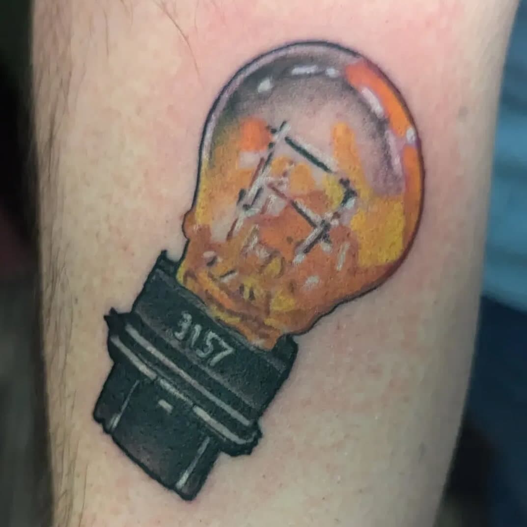 Automotive bulb 
Made by: @jason_lewis_tattoos 
.
.
.
.
#tattoo #ink #inked #tattooart #tattooartist #tattoolife #tattooed #tattoodesign #tattooed #tattooersofinstagram #artistsoninstagram #incognitotattoostudio #pennsylvaniatattoo #pennsylvaniatattooartist