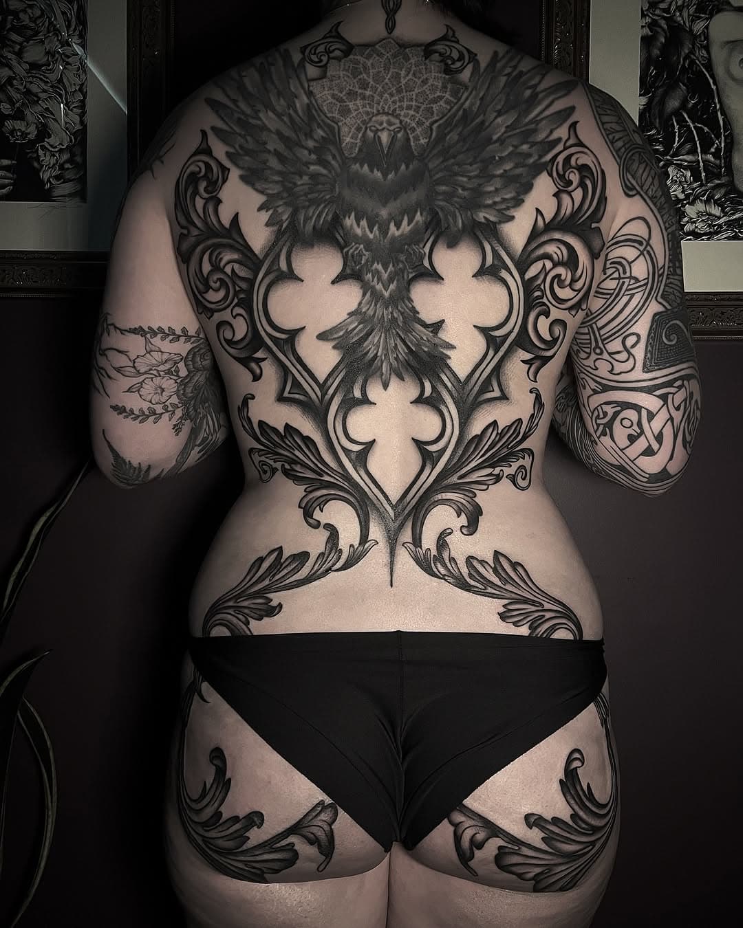 @__powernerd wanted to add stuff around an existing tattoo maintaining the dark theme. I thought portraits would be out of question since this cute crow is right in the middle so… some gothic ornamental work is! And we both love it!! Thanks Jade!!
.
.
.
.
.
@emalla.official @musotoku @darkhorseshadingblack @minimalethic.tattoosupply @stencil.jam @bheppo @bheppo_au @numbuptattoo @inkmoneyaus 
.
.
.
.
.
.
.
.
#battattoo #vampire #backtattoo #gothtattoo #darkartists #darktattoo #darktattoos #neotraditionaltattoo #neotraditional #neotraditionaltattoos #blackwork #blackworktattoo #largetattoo #tattoocollector #femaletattooartist #tattoocollectors #melbournetattoist #melbourneink #beautifultattoos #tattoo #melbourne #tattoogirl #tattoogirls #girlswithtattoos #melbournetattoo #tattoolifestyle #melbourne #bat #battattoo #tattooideas #gothicstyle