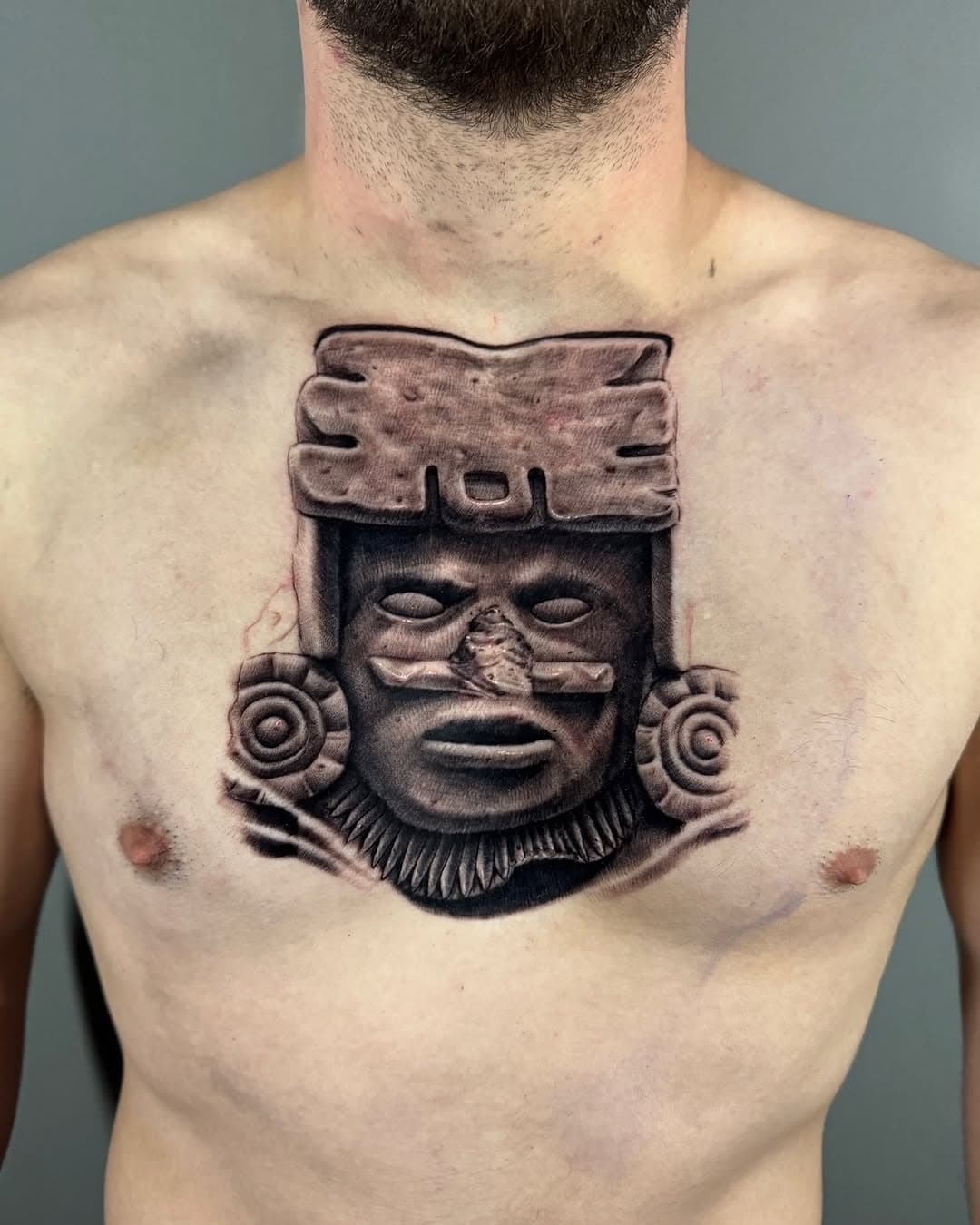 Aztec/Toltec Warrior 
A good start on this chest piece (still in progress)I can’t wait to finish the rest of it!
.
👁 Now booking - April and May
.
👉🏻For any questions and availability call or text us at 909 6415488 
.
Done with:
@cheyenne_tattooequipment 
@radiantcolorsink
@tatsoul 
@aftercareh2ocean 
@allegoryink
@sullenclothing
.
.
www.tattoosbygoethe.com