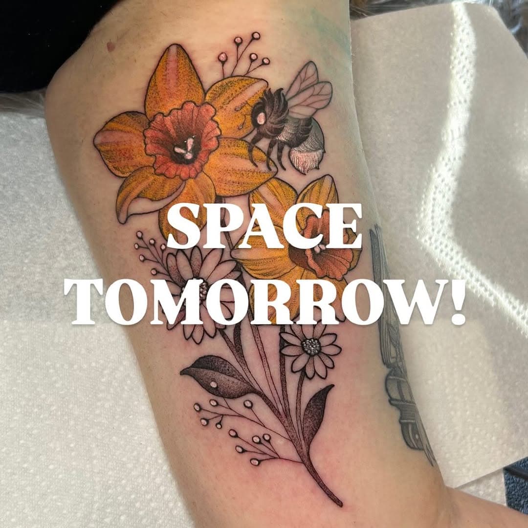 Shona has space tomorrow (Saturday) I have lots of available designs ready to go. Available in colour or black and grey. Small designs are all available at £40 each, discount available on multiple. Please drop her a message if you’d like a slot tomorrow shonalynnetattoo@outlook.com