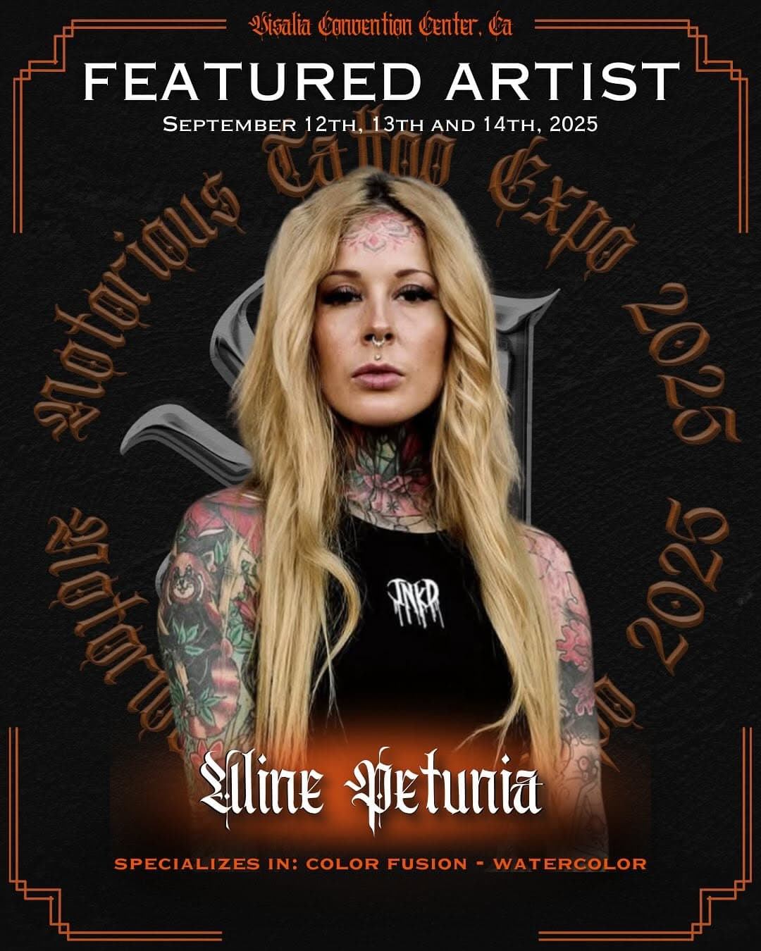 🌟Featured Artist 🌟We are so excited to have Aline @alinepetunia join the Notorious Tattoo Expo as a Featured Artist again this year! 🩷 Specializing in watercolor tattoos, her skills are next level - you don’t want to miss this chance to see her work up close! 🔥 You can catch Aline and her sister at the Petunia Twins booth @petunia.twins at the Visalia Convention Center this September 12th, 13th and 14th! 

🚨Artists and Vendors 🚨 
Booths are still available! Book now and save with the Early Bird discount 📲 link in our bio to register! 
#notorioustattooexpo #notorioustattooexpo2025