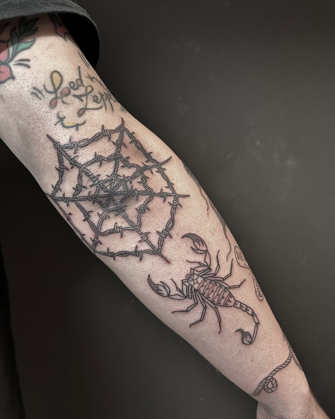 Barb wire elbow, scorpion, two launching eyeballs, a love rope, a cross band aid peppered with some safety pins 🧷 this is how much we got done in a day sesh! Thankyou for the fun stories and the whiskey Sean! 🇮🇪