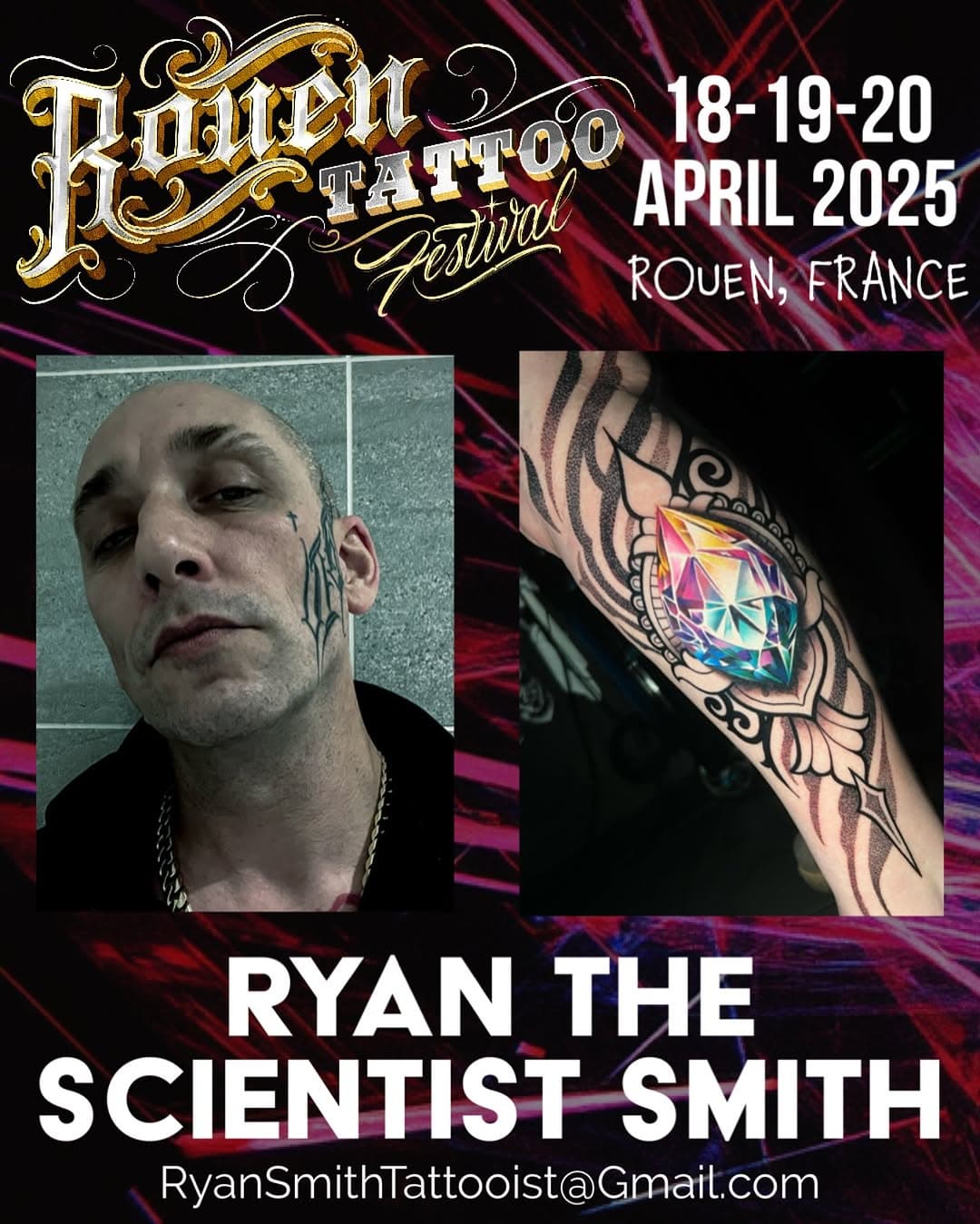 How would you like to get tattooed by me in Rouen, France next month? I’m heading back there again this year, where I will be tattooing & judging at this epic show! Want to get a piece from me while I’m there? Then shoot me an email now & get booked in for your next awesome tattoo! 💎🌹⚜️