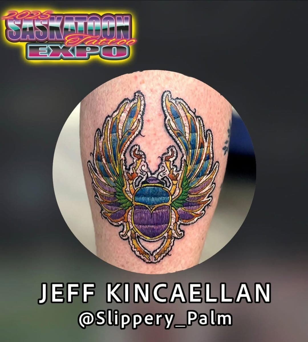 Check out @slippery_palm who will be doing walk ups all weekend @saskatoontattooexpo .We're so excited to be attending our first Saskatoon expo with him. Feel free to also contact him via his profile, he's one of the friendliest guys you'll ever meet.