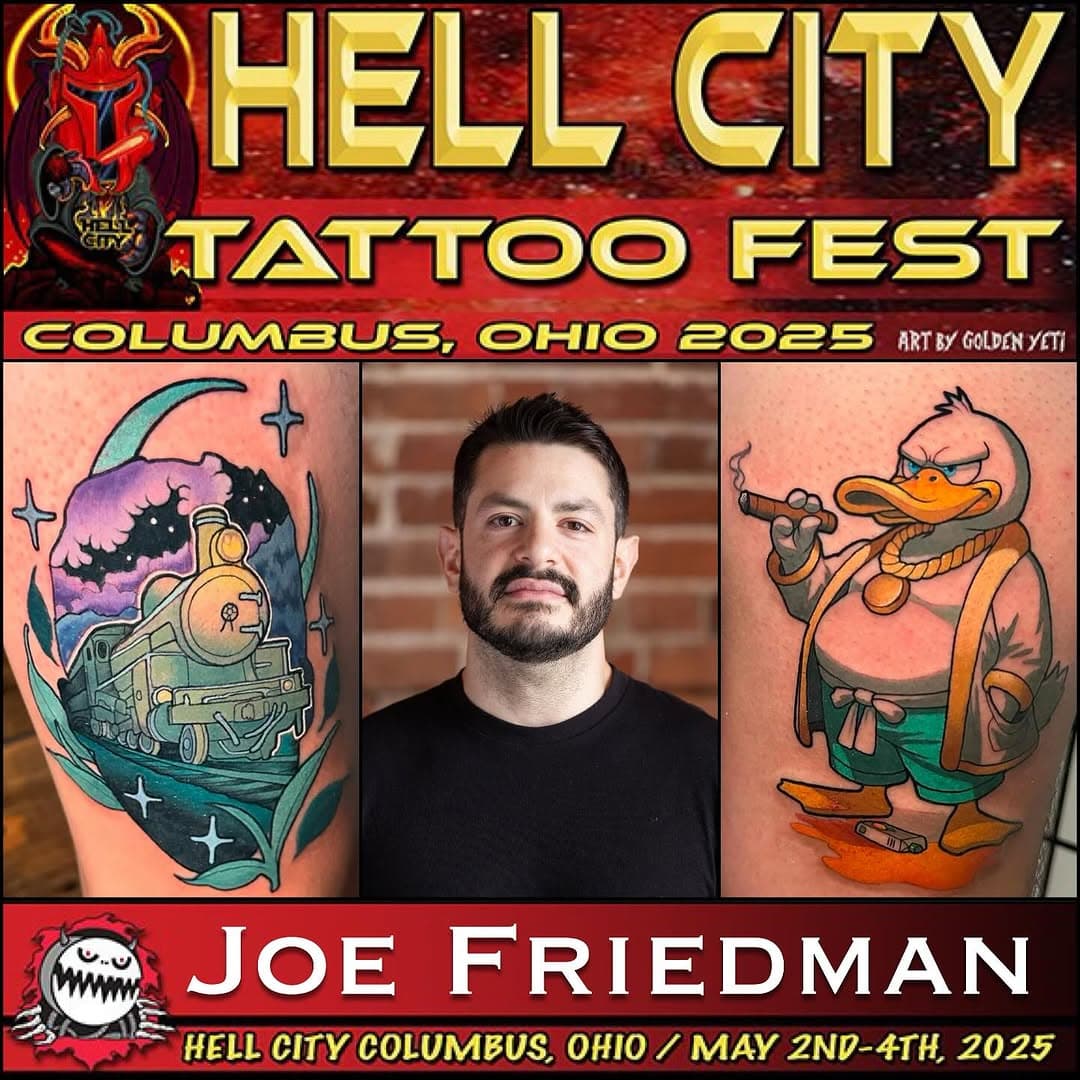 Joe Friedman: @needlebeetle
BlackSails Studio: @blacksailsstudio
🔥Hell City Columbus: @hell_city🔥
⚡️May 2nd-4th: @hyattregency.columbus⚡️

BOOK YOUR ROOMS BEFORE THEY SELL OUT! Be sure to contact The @hyattregency.columbus directly at 614-463-1234 or Email columbus.regency@hyatt.com 
Hyatt Regency- Group Code: G-TBLI
Don’t forget to Mention “HELL CITY” for a Special Festival Rate!