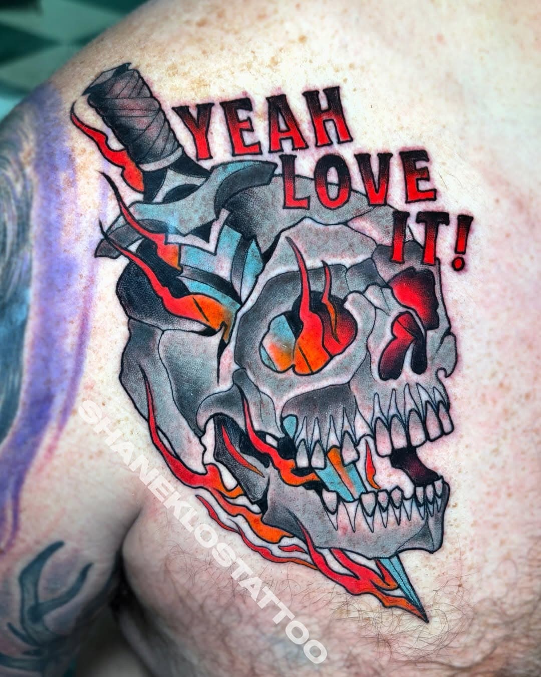 Inspired by ya boi Bandit from @officialblueytv 
•
•
•
#bluey #blueytattoo #skulltattoo #neotraditional #neotraditionaltattoo