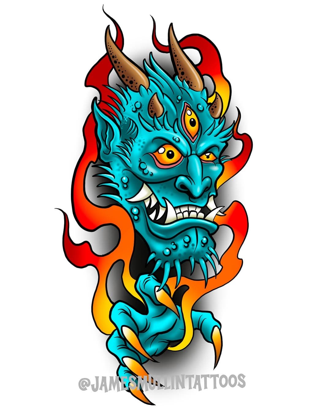 Blue beast design is available to get tattooed by me at a flat rate price. Email me for any inquiries: James.lotustattoo@gmail.com