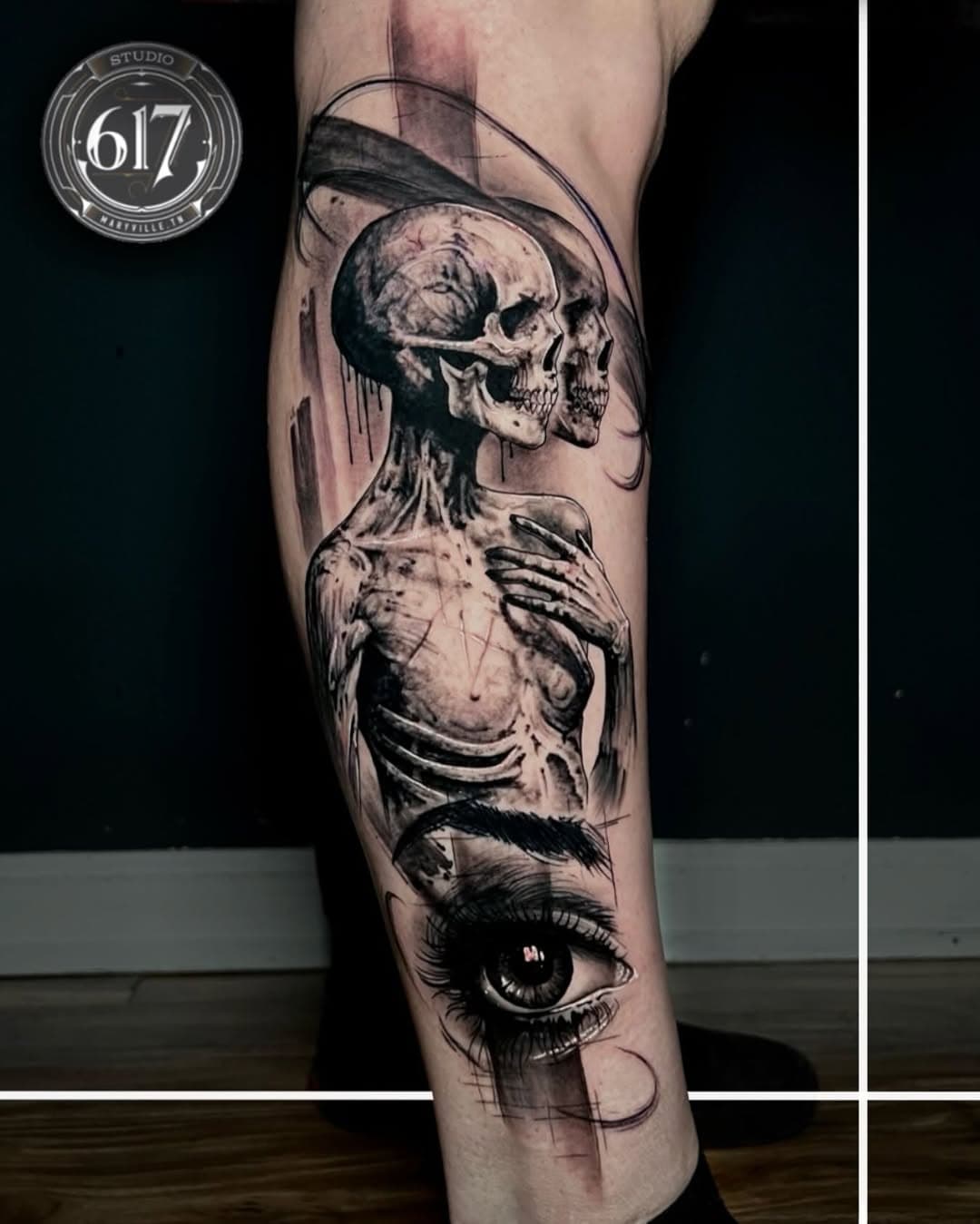Done by @artoftucker 💀
—
—
#viral #tattoos #knoxvilletattoo #maryville #maryvilletattoo #blackandgreytattoo #tattooshop #tattoooftheday #realismtattoo #colortattoo #knoxville #portraittattoo #tattoosofinstagram #realistictattoo #studio617 #tattoosintennessee #tattoostudio #americantraditional #traditionaltattoo #nowbooking #tattooartist #skeletontattoo #blackandgrey