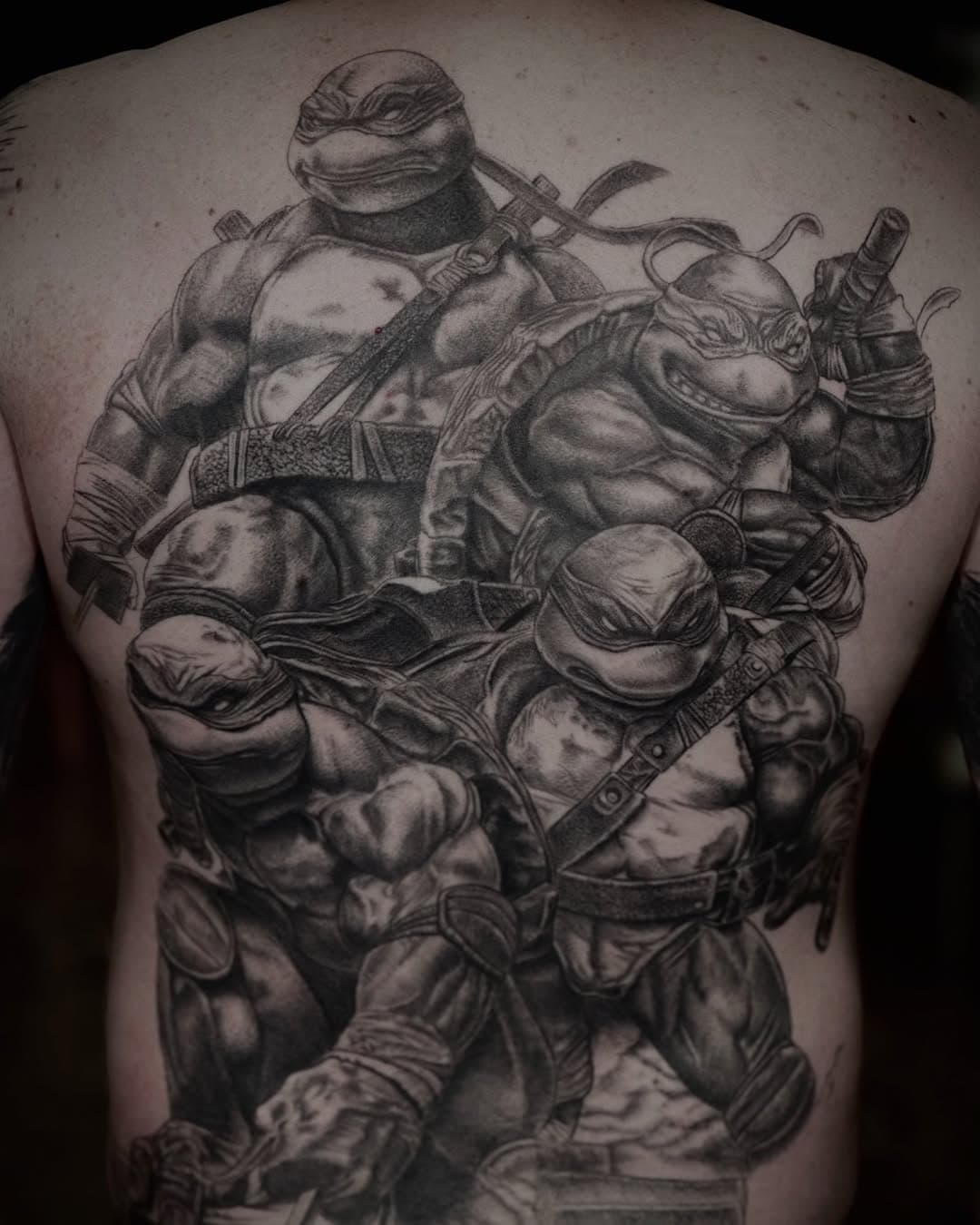 Proudly showcasing my latest back piece progress, a true tribute to the iconic heroes in a half shell. 🐢✨ Crafted with intricate details and precision, this black and grey design captures the grit, intensity, and legacy of these legendary characters. Every line and shading tells a story, and I’m so honored to bring it to life for my client.

Tattooing is more than just ink on skin; it’s about creating art that resonates, and this piece is a testament to that. 🙌💥. #TattooArt #BlackAndGreyTattoo #TattooArtist #NinjaTurtlesTattoo #TeenageMutantNinjaTurtles #BackPieceTattoo #InkedUp #TattooMasterpiece #TattooCommunity #DetailedInk #TurtlePower #InkAddicts #BodyArt #CustomInk #ArtOnSkin #Tattooed #TattooLovers #TattoosOfInstagram #TattooInspiration #InkedAndProud #TattooCulture #TattooLife #SketchToSkin #CreativeTattoos