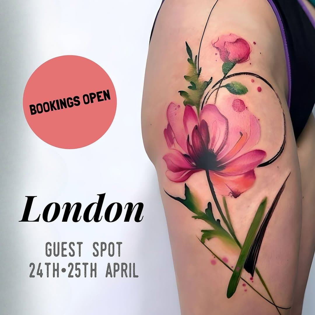 🌿 London Tattoo Guest Spot – April 24-25! 🎨✨

I’ll be in London on April 24th & 25th for a special tattoo guest spot! If you love watercolour tattoos and abstract designs, now’s your chance to book in.

✔ Check my Available highlight for ready-to-go designs
✔ DM me for a custom tattoo

#LondonTattoo #TattooGuestSpot #WatercolourTattoo #AbstractTattoo #TattooArtistLondon #CustomTattoos #FineArtTattoos #LondonInk #GuestTattooArtist #TattooBooking