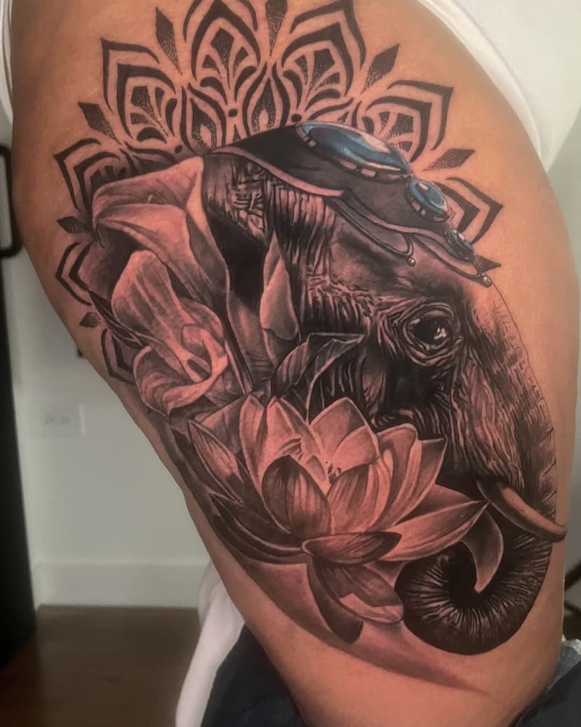 Strength. Wisdom. Power. ⚡🐘 This elephant piece was a beast to create, and I’m proud of how it turned out. I take pride in pushing my limits and mastering different styles. Because true respect for the craft means respecting all forms of tattooing. Every tattoo is an opportunity to grow, evolve, and bring my clients’ visions to life. Appreciate the trust on this one! Let me know what y’all think! 👇🏾. Done with @peachtattoosupply  Done at @blackatlasstudios