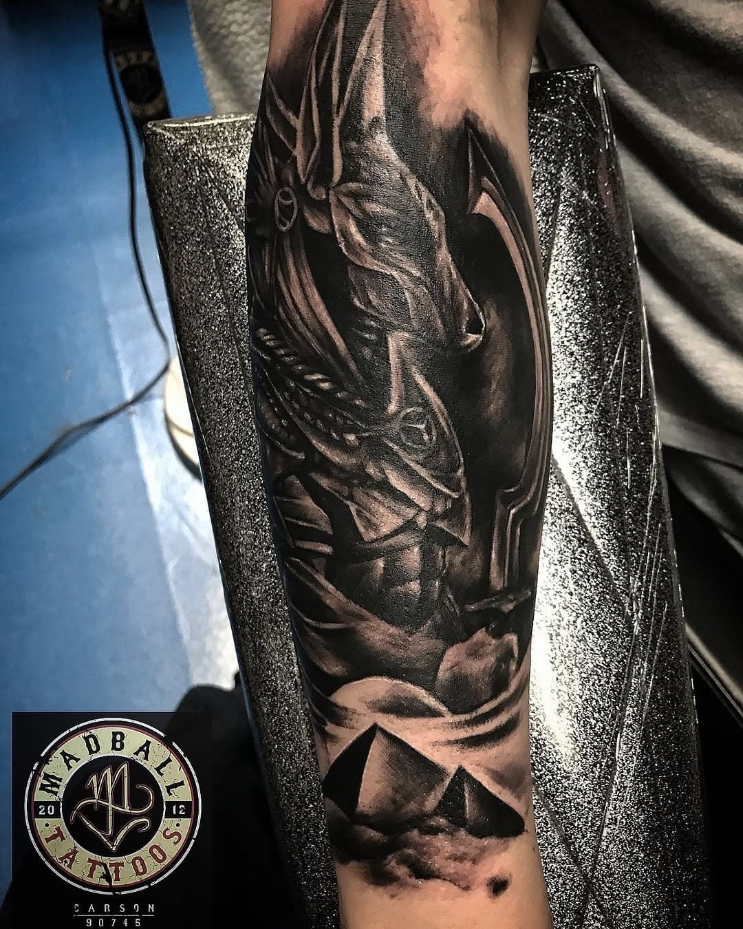 lil Anubis action on the homie!!! Done with @elementtattoosupply at @madballtattoos

#tattoosbtmadball #anubis #anubistattoo

Come book your first or next tattoo! 1335 E. Carson St. Carson, Ca 90745 310.742.7076 Currently booking appointments!!! #madballtattoos #madballtats #madballer #madballin #tattoos #explorepage #tatted #madballers #mt #inked #inkedup #sullen #gettatted #cyrilgomez #carson #cali #crsn #teamelementtattoosupply #streetmotivationmagazine #crsnclothing #elementtattoosupply #sponsored #kahoykollection #bishoprotary #explore  #goviral #theabysstattooink