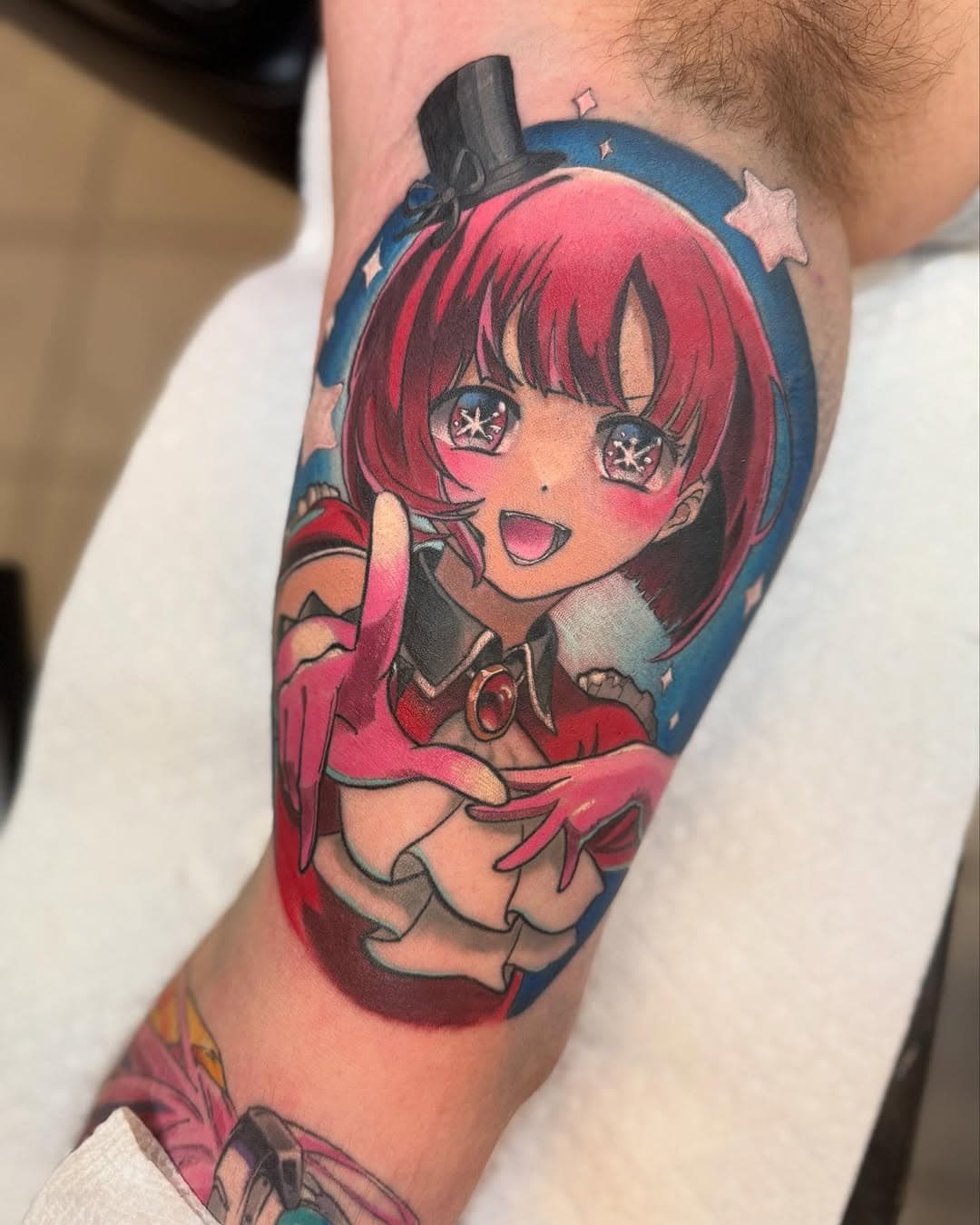 Touched up some of her and finished the background today .