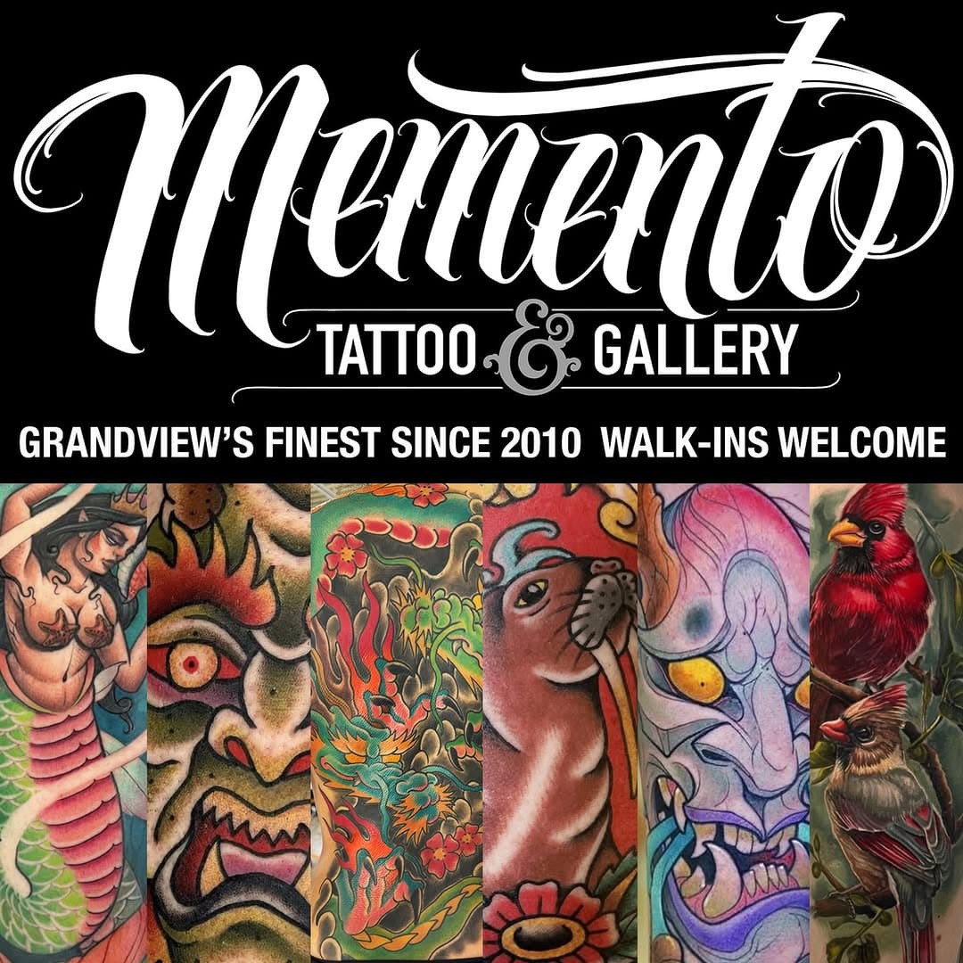 Memento has been the one stop shop for Grandview’s finest tattoos since 2010. Walk-ins or by appointment, your design or ours. We’re here Monday - Saturday from 12-6.
