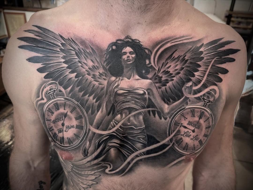 Completed chest piece, thanks Beau! Made at @southerngunstattoo message me for bookings