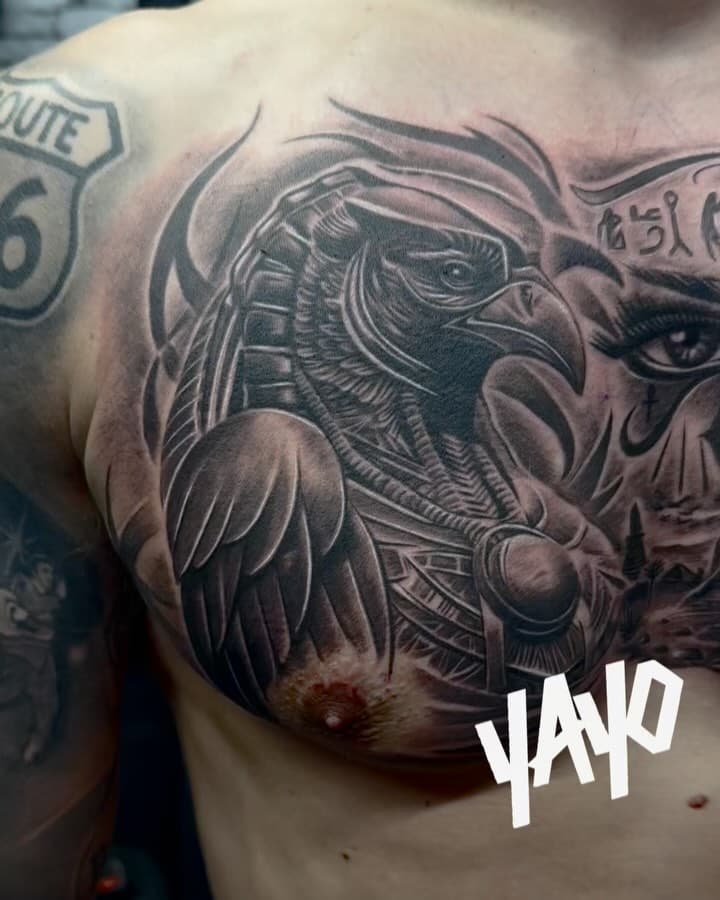 Egyptian chest piece complete in a day and a half for @kieranpeake94 anubis is healed horus and fillers fresh!
Using @yayofamilia at @sempiternalink 
#egypt #egyptian #egyptiantattoo #chestpiece #chesttattoo #tattooideas #pyramids #anubis #anubistattoo #horus #horustattoo #healedtattoo