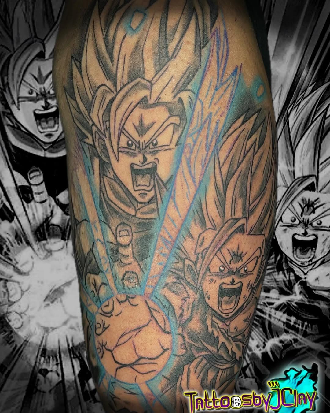 Father/Son Kamehameha
.
Books open rent 4692377826 to schedule your appt or dm for consultations and availability 
.
.
.
#tattoosbyjclay #nychelleelisestudios #blacktattooartist #dfwtattoos #animetattoos #animetattooartist #dragonballz #dragonballztattoo