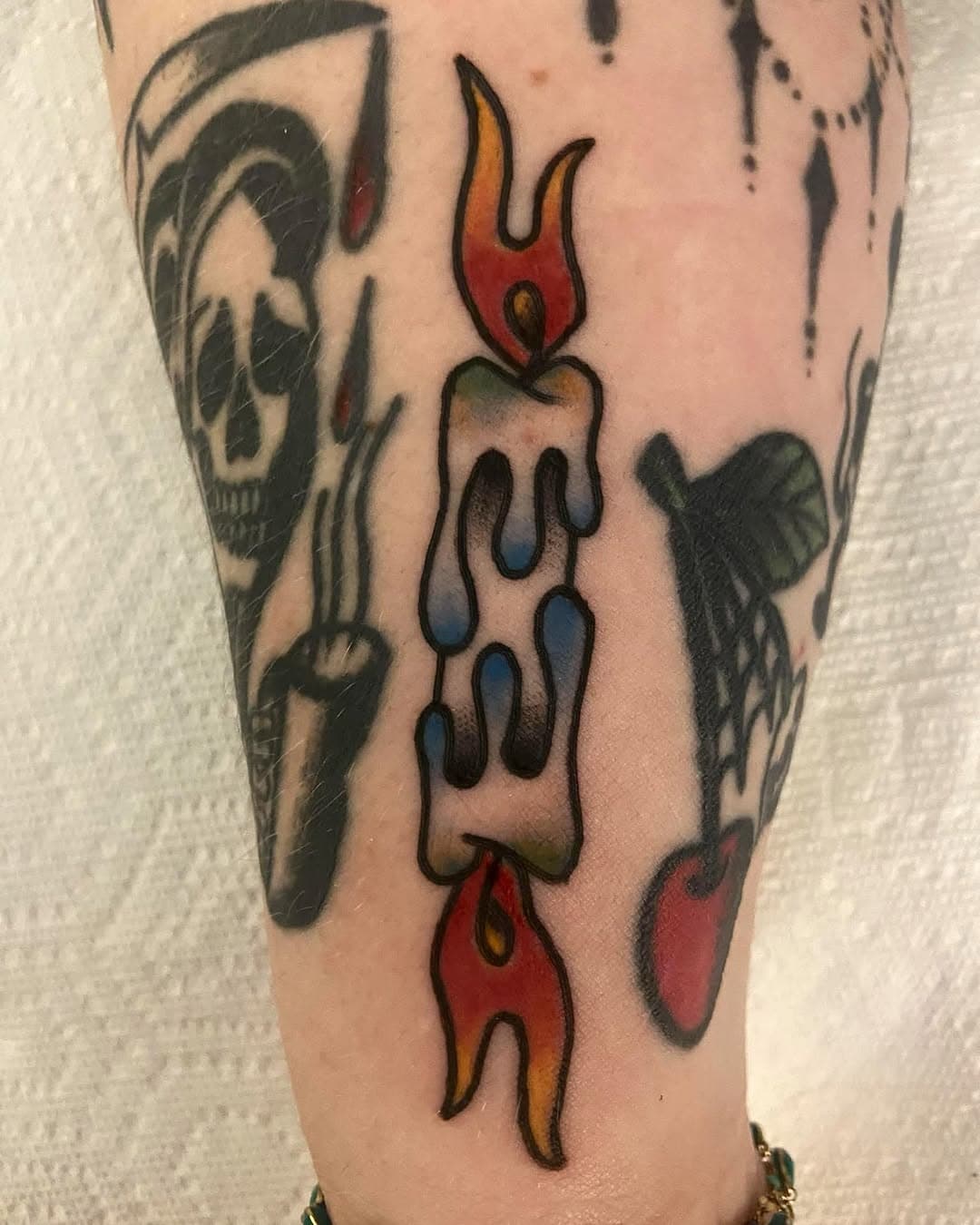 Check out this double-sided candle Brian did for Becca! He’s always ready to do more American Traditional pieces, hit us up or stop by the shop for a quote on your next tattoo!

Whether you're considering a new piercing, a tattoo, or even permanent jewelry, we’ve got you covered! Head to our website and fill out our short consultation request form or call our shop to book your next appointment.

Call 📞 724-443-8869
Text 📞 724-766-4123 
🌐 toiledclovertattoo.com/consult-form