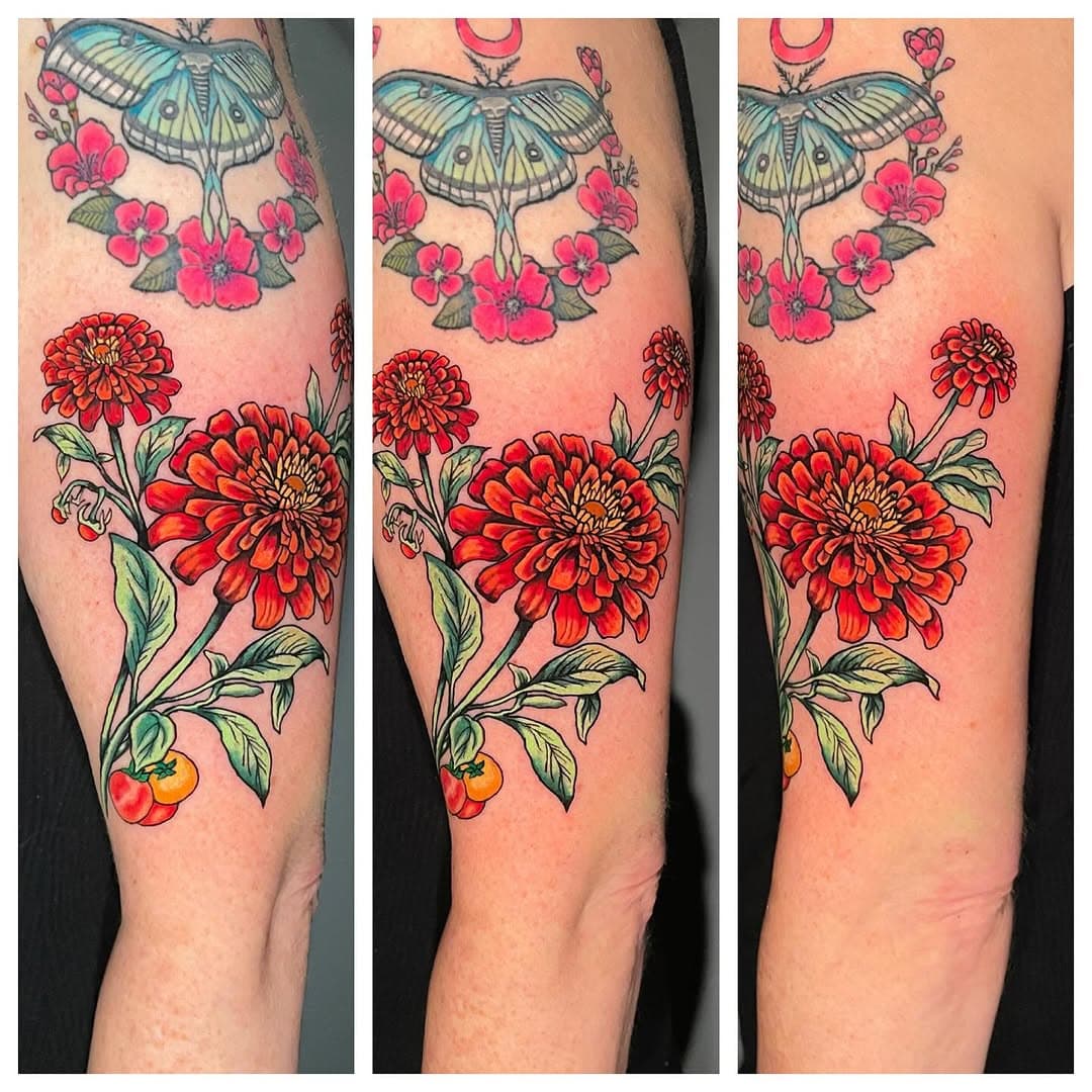 Some colorful floral work by @evil_rob! #tattoo #nj #newjersey  #njtattooartist #customtattoo #newfoundlandnj #tattoo #okamitattoo #evilrobtattoos #floraltattoo
