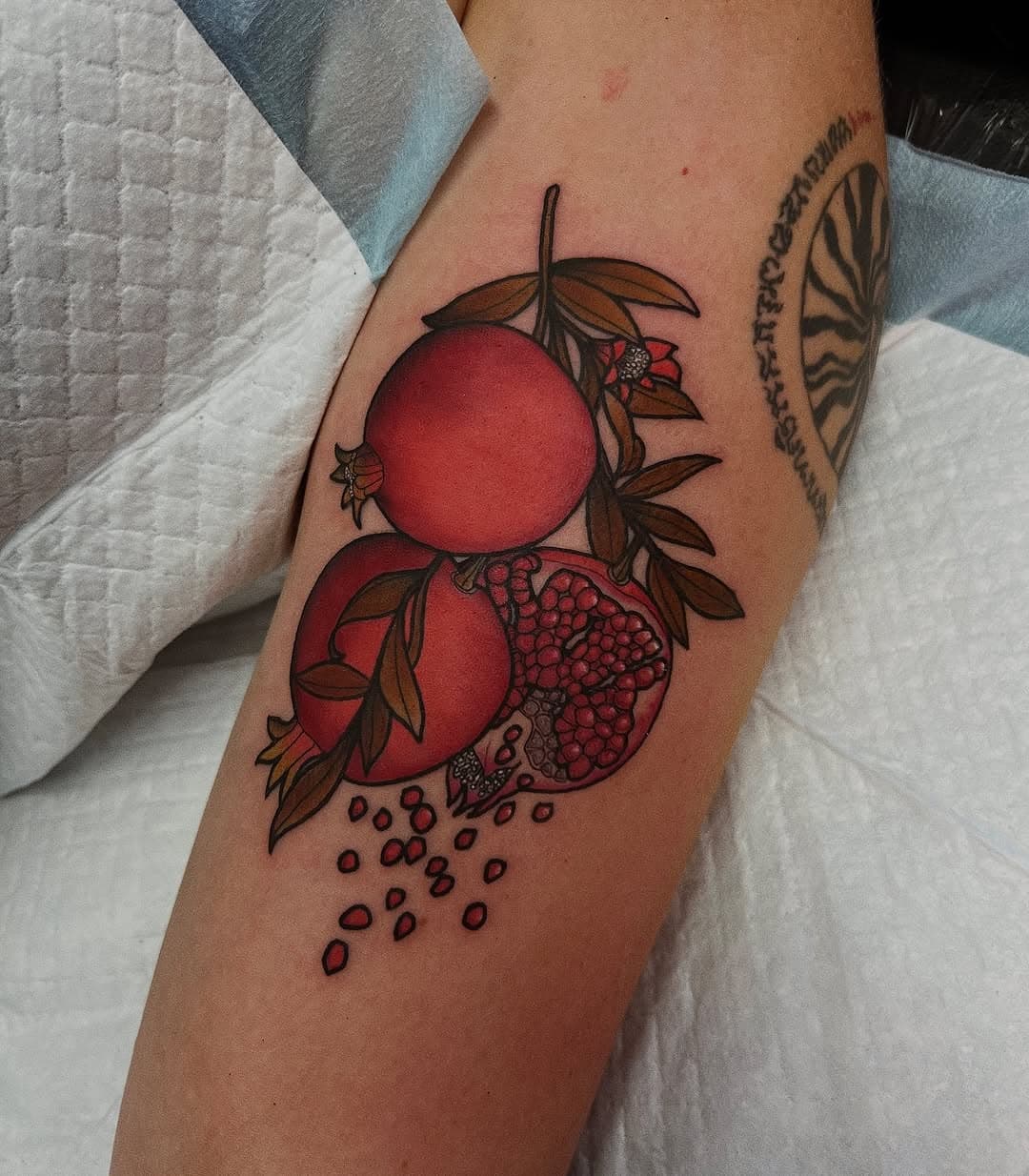 Super fun day on these pomegranates, thank you Axel!  @oldsoultattoostudio | Bookings available for April and May. All bookings and enquires can be made through a direct message to me on Instagram or an email to kevinoconnelltattoos@gmail.com ✌🏼