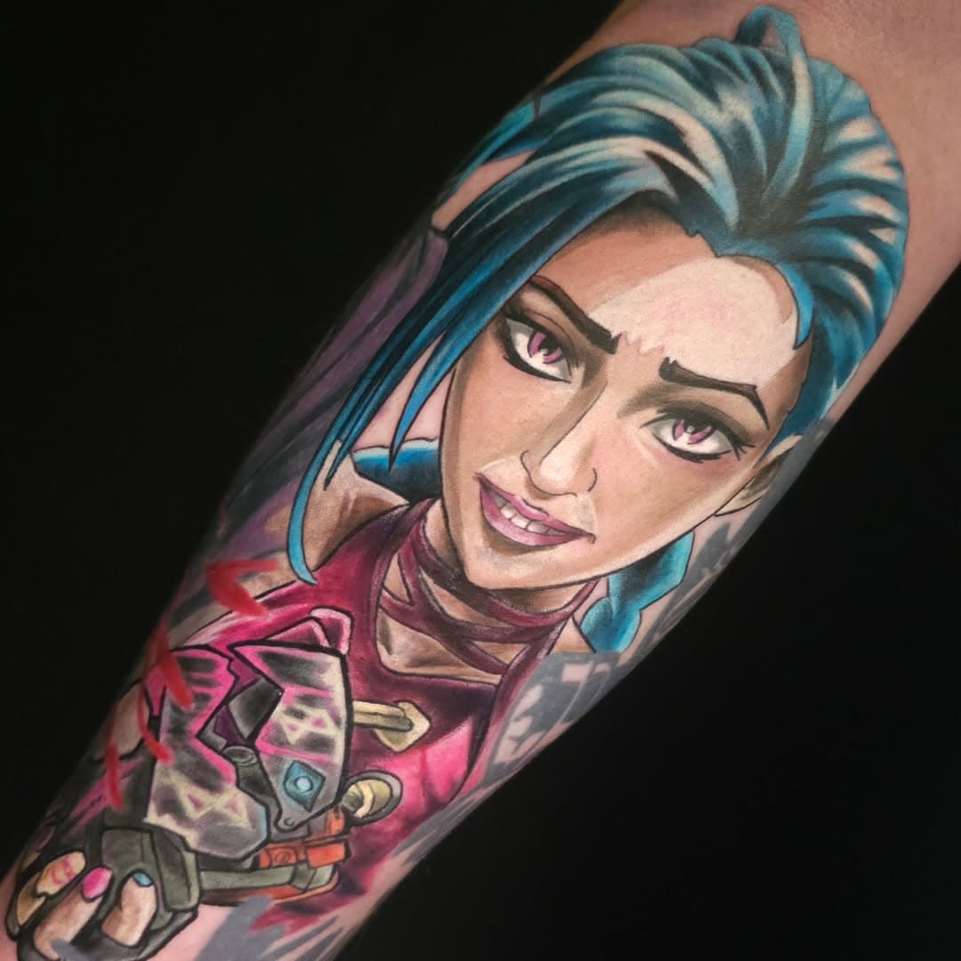 Jinx from League of Legends 
"You're Never Gonna Give Up on Me, are You?"

Artist: Nic Mann
Shop: Lighthouse Tattoo Company 
@lighthousetattoocompany

Made with  @axysrotary @electrum_ink
@electrumsupply @tattcom @crybabytattooproducts 

#chomper #arcane #leaugeoflegends #jinx #tattoosbynicmann #lighthousetattoocompany #grandrapidstattoo #michigantattooers #animetattoos #otakutattoo #mangatattoo