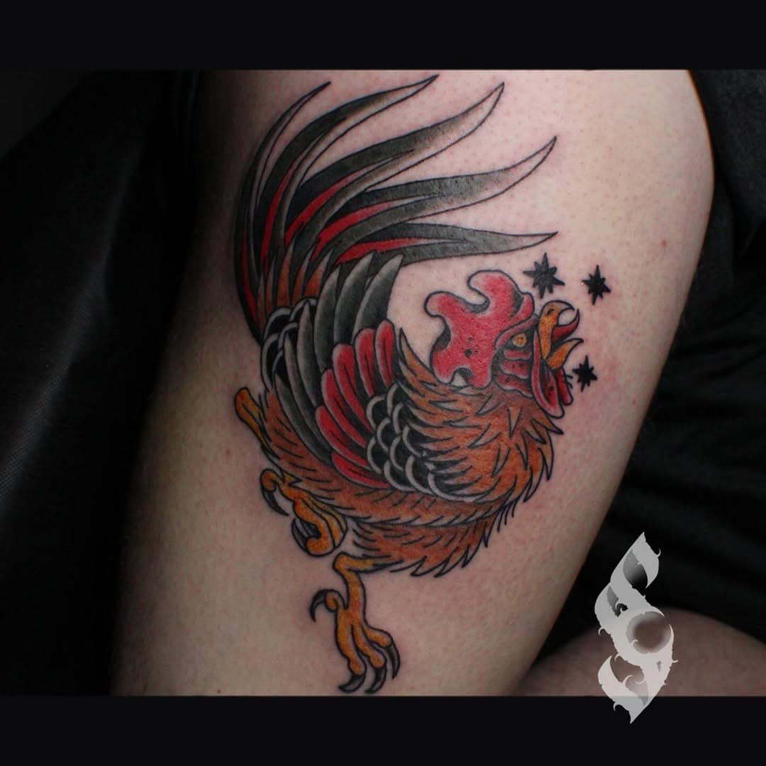 🐓Rise And Shine🐓 #kingpintattoosupply #electrumstencilprimer #allegoryblak #eternalink #fusionink #worldfamousink #icontattooandbodypiercing #icontattoonashville #icontattoo #nashvilletattooartist #nashvilletattooshop #roostertattoo #colortattoo