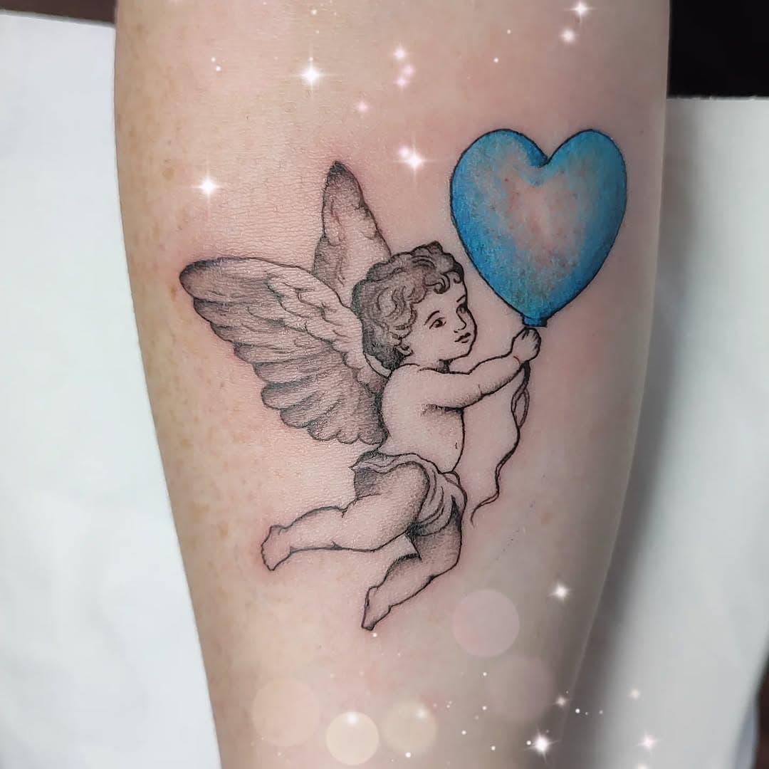 Sweet little Cherub from my flash done for Nikki 🩵