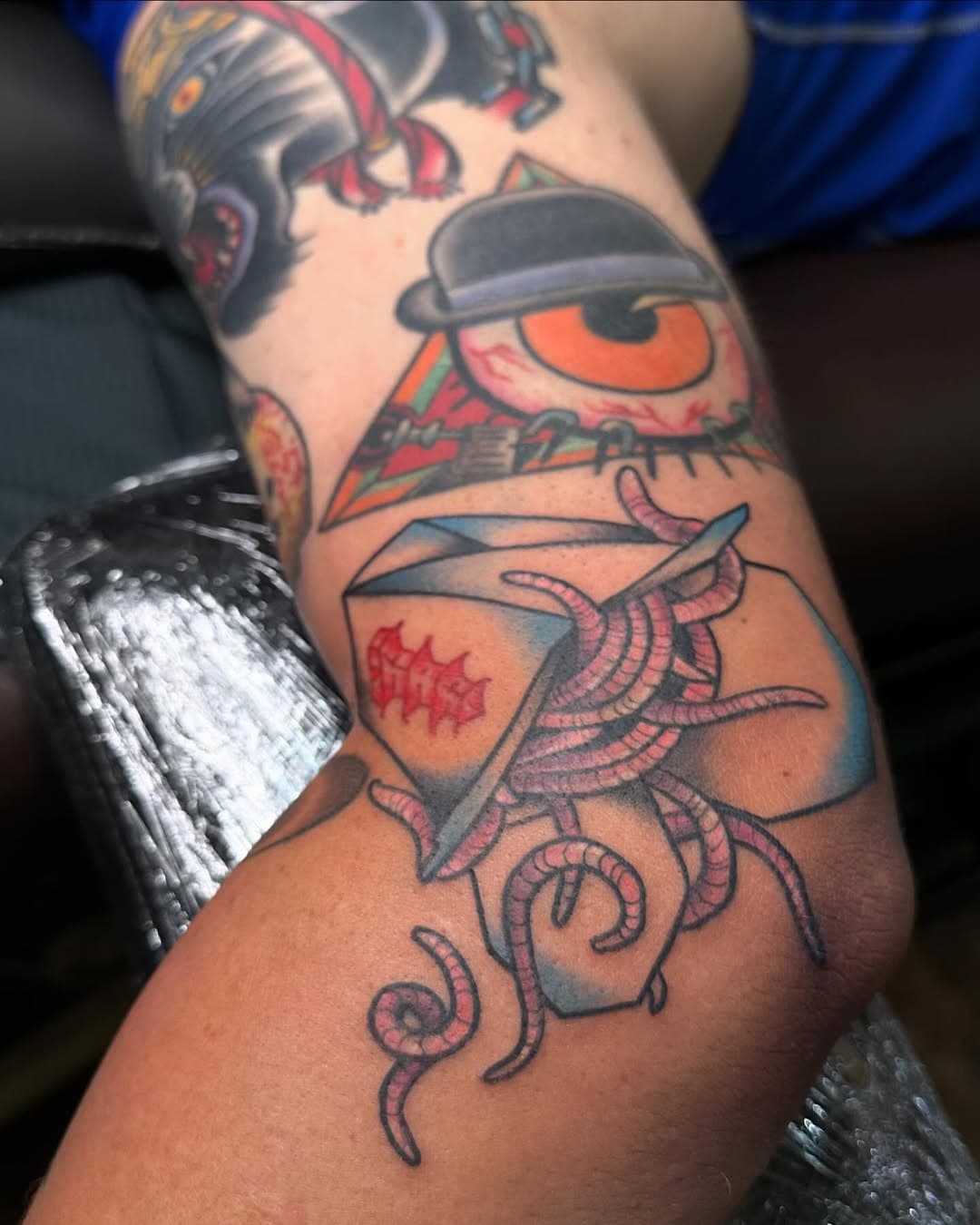 The infamous “They’re only noodles Michael” 🥡 🪱 tattoo for my homie @Tawm3.0 for his horror sleeve we’ve been chipping away at. Jack Frost is next on the chopping block and i’m PUMPED!
What’s your favorite horror character?
•••-
Hit me up for your next horror themed tattoo! You can find me in Downtown Tempe @ColossusTattoo Tuesdays-Saturdays. Walk-ins always Welcomed and books never closed; always accepting appointments. 
•
To book, DM me here on ig or email W.Spriggstattoo@gmail.com with your inquiries. 

#Tattoo #ColorTattoo #HorrorTattoo #TraditionalTattoo #LostBoys #TheyreOnlyNoodlesMichael #AZTattooer #TempeTattooer #PhoenixTattooer #ASU