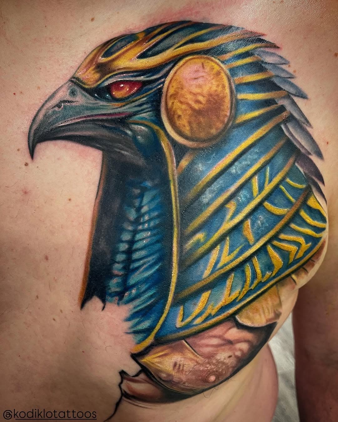 Did this today. Start of full front torso. Thanks fo looking! #egyptian #egyptiantattoo #kodiklotattoo #touchtattoocare #toledo #toledotattoo #tattootoledo #colortattoo