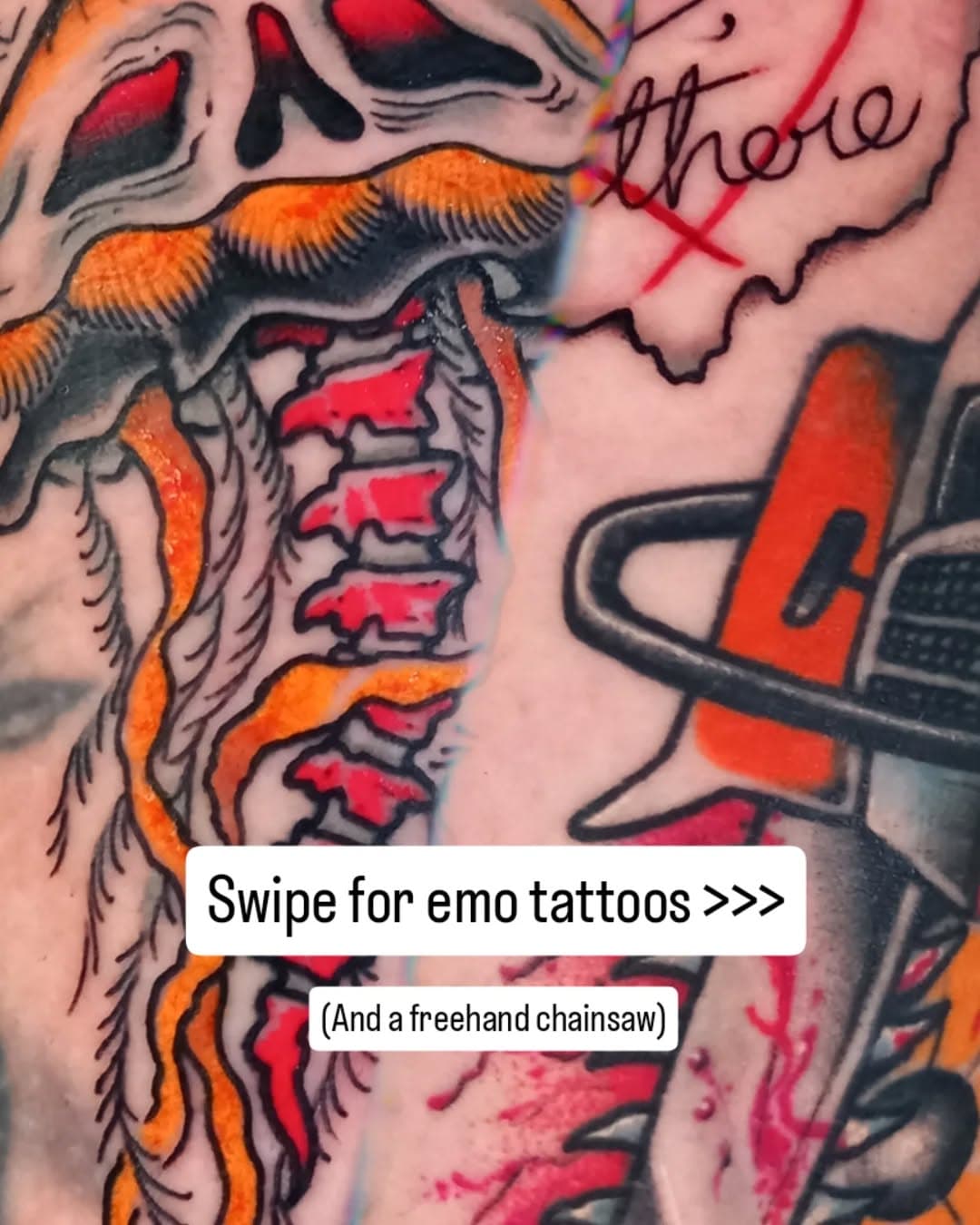 As J.T. said last time I saw HH -
"2004, right here, right now."
2 from my emo flash and a healed freehand chainsaw for @silly_catface 

@hawthorneheights 

#emo #jellyfish #ohio #emotattoo #hawthorneheights #brandnew #traditionaltattoo #oldlines #bright_and_bold #bournemouth