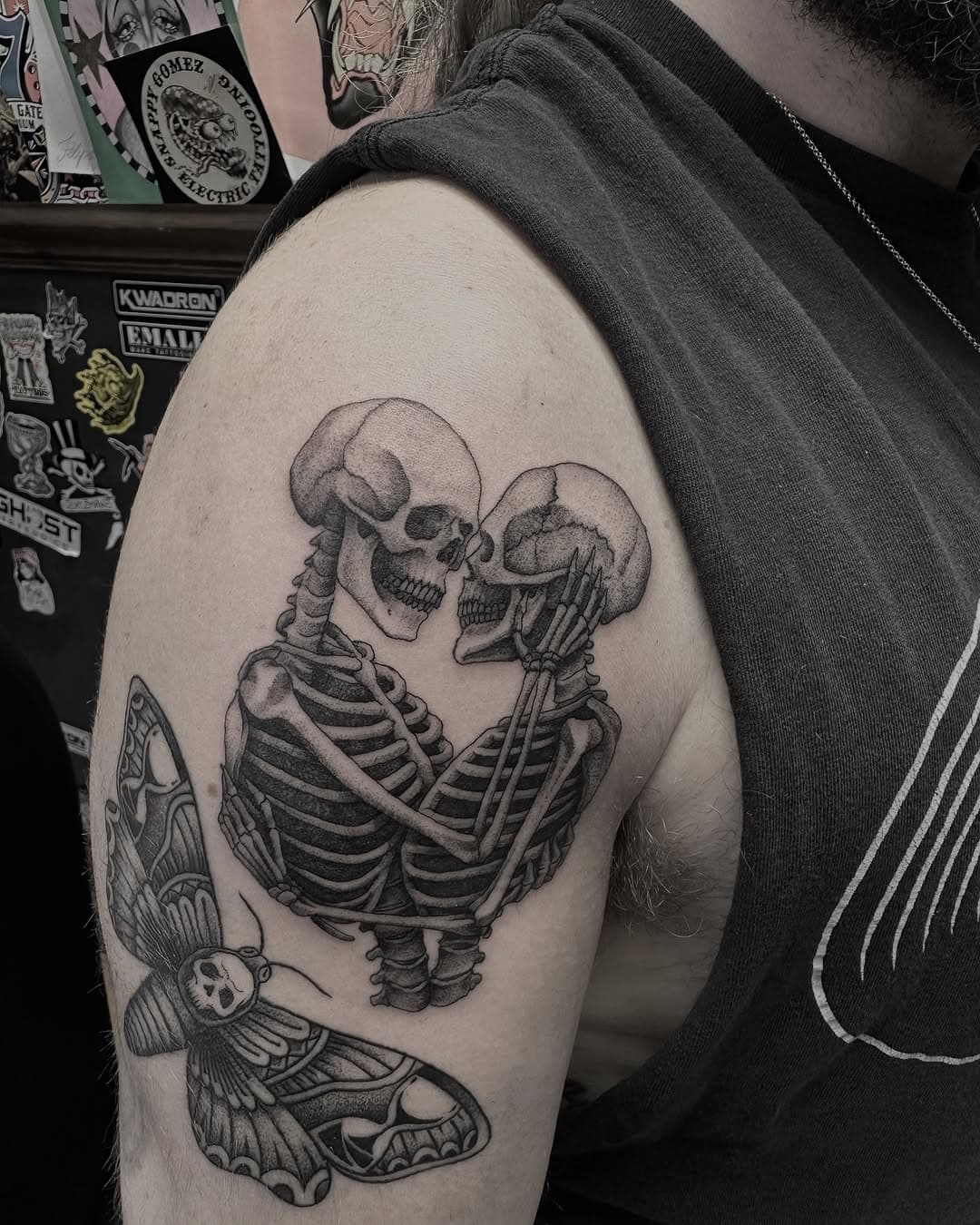Healed Death Moth plus fresh skeletons done by Snappy Gomez for good ole Ollie. 
.
.
.
For appointments/ consultations /quotes/queries, please email or call us directly.
📞02078374634  email:kxtp@hotmail.co.uk
www.kingscrosstattooparlour.com
Open 7 days a week. Walk-ins more than welcome.

•
•
•
•
•
#tattoos #inked #ink #tattooed #tattooartist #tattooart #inkedup #girlswithtattoos #tattoolife #instatattoo #tatts #tattooist #tattooing #tatted #piercings #tats #inklife #tattooer  #tattooflash #tatuaje #inkedmag #skulltattoos